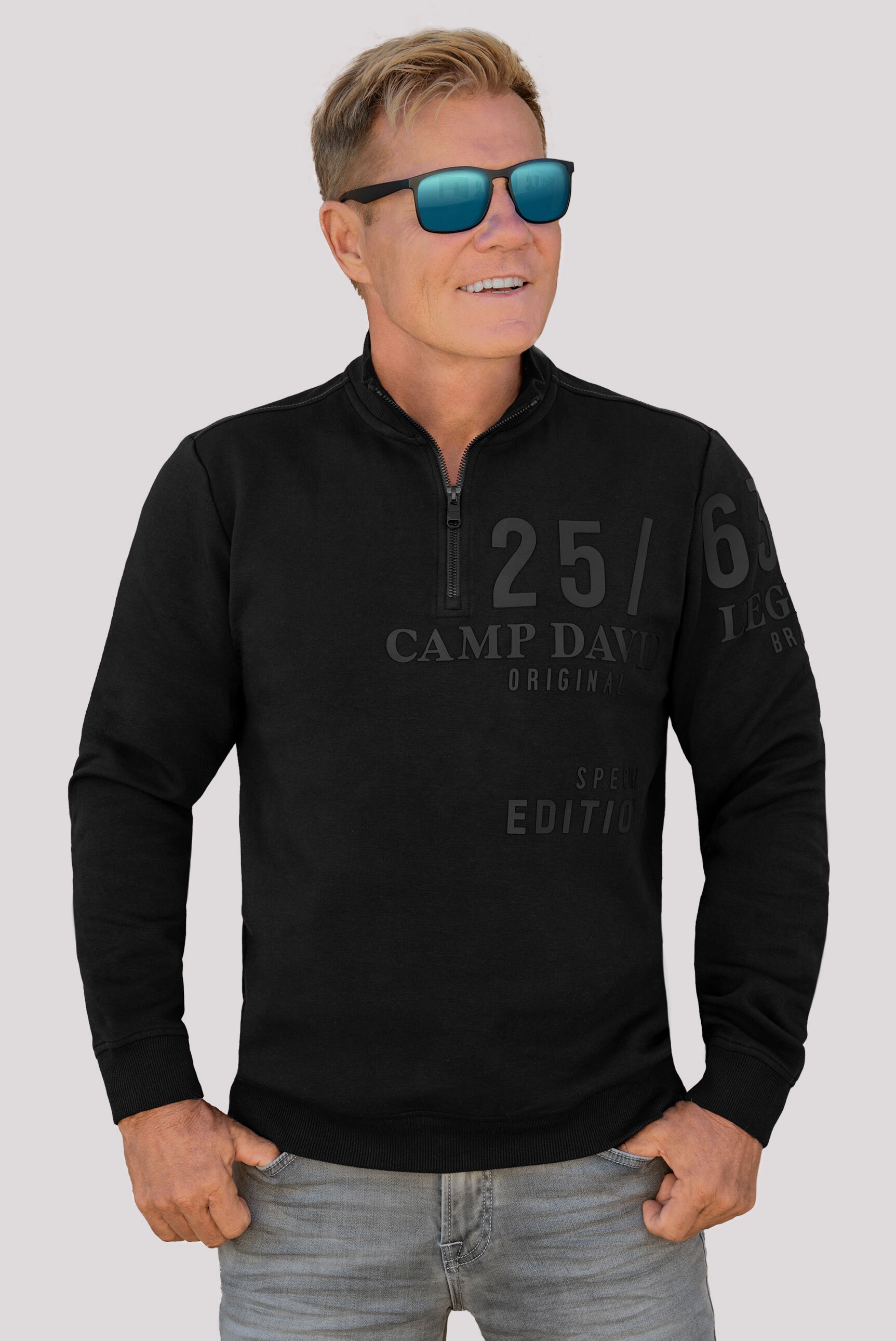 CAMP DAVID Sweater, mit Zipper am Stehkragen