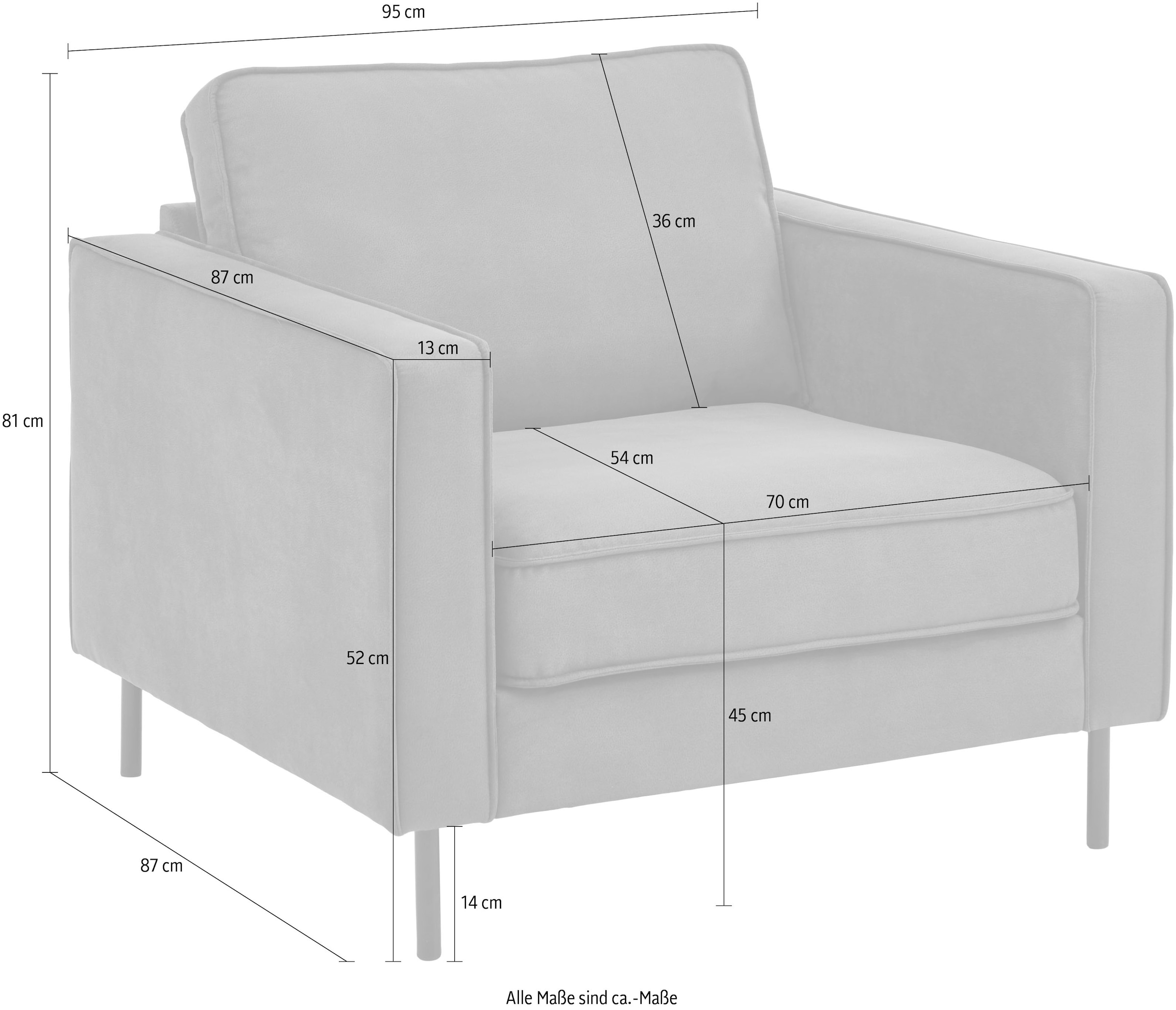 ATLANTIC home collection Sessel »Weston«, im skandinavischem Stil, mit Wellenunterfederung