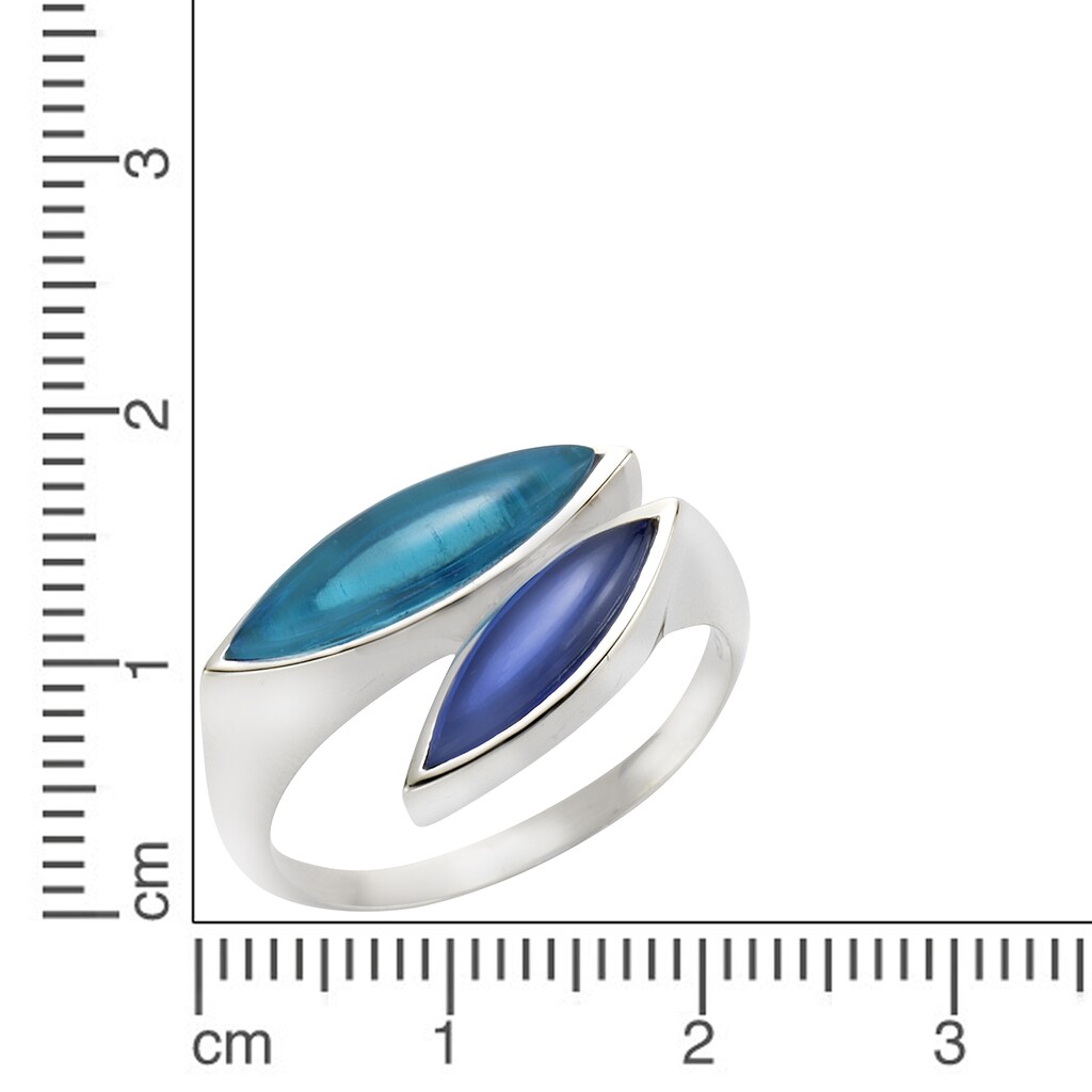 Jamelli Fingerring »925/- Sterling Silber Quarz blau (beh.)«