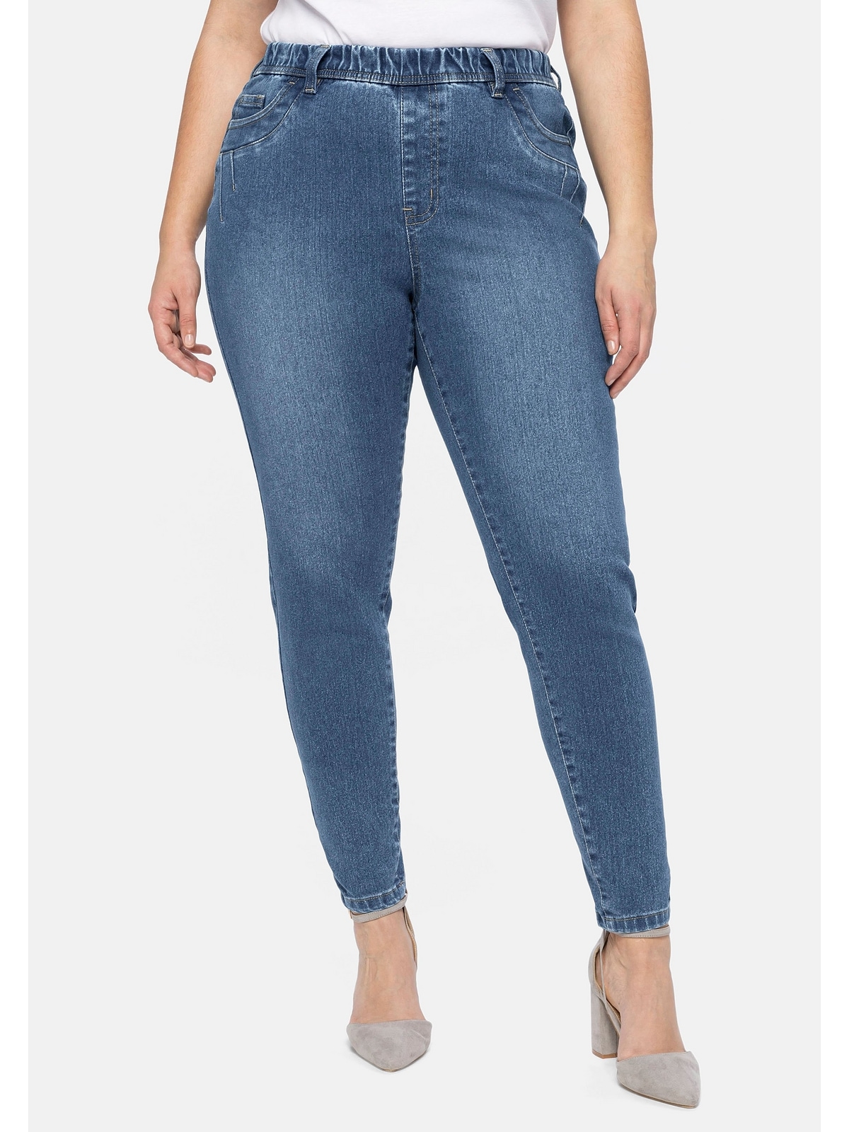und Stretch-Jeans | mit »Große Gürtelschlaufen bestellen Gummibund Größen«, Sheego BAUR