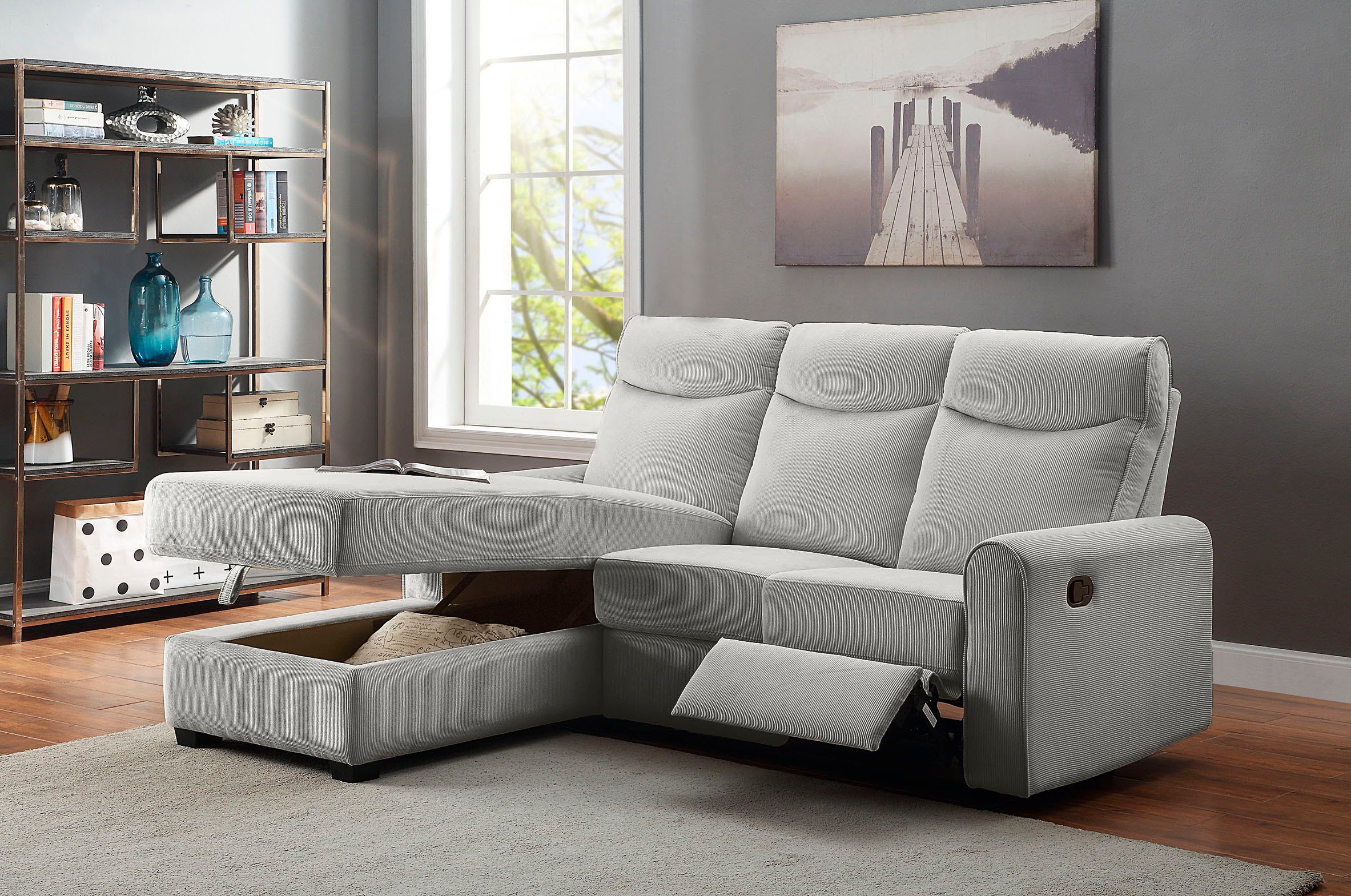 ATLANTIC home collection Ecksofa "Gero L-Form", mit Relaxfunktion und Staur günstig online kaufen