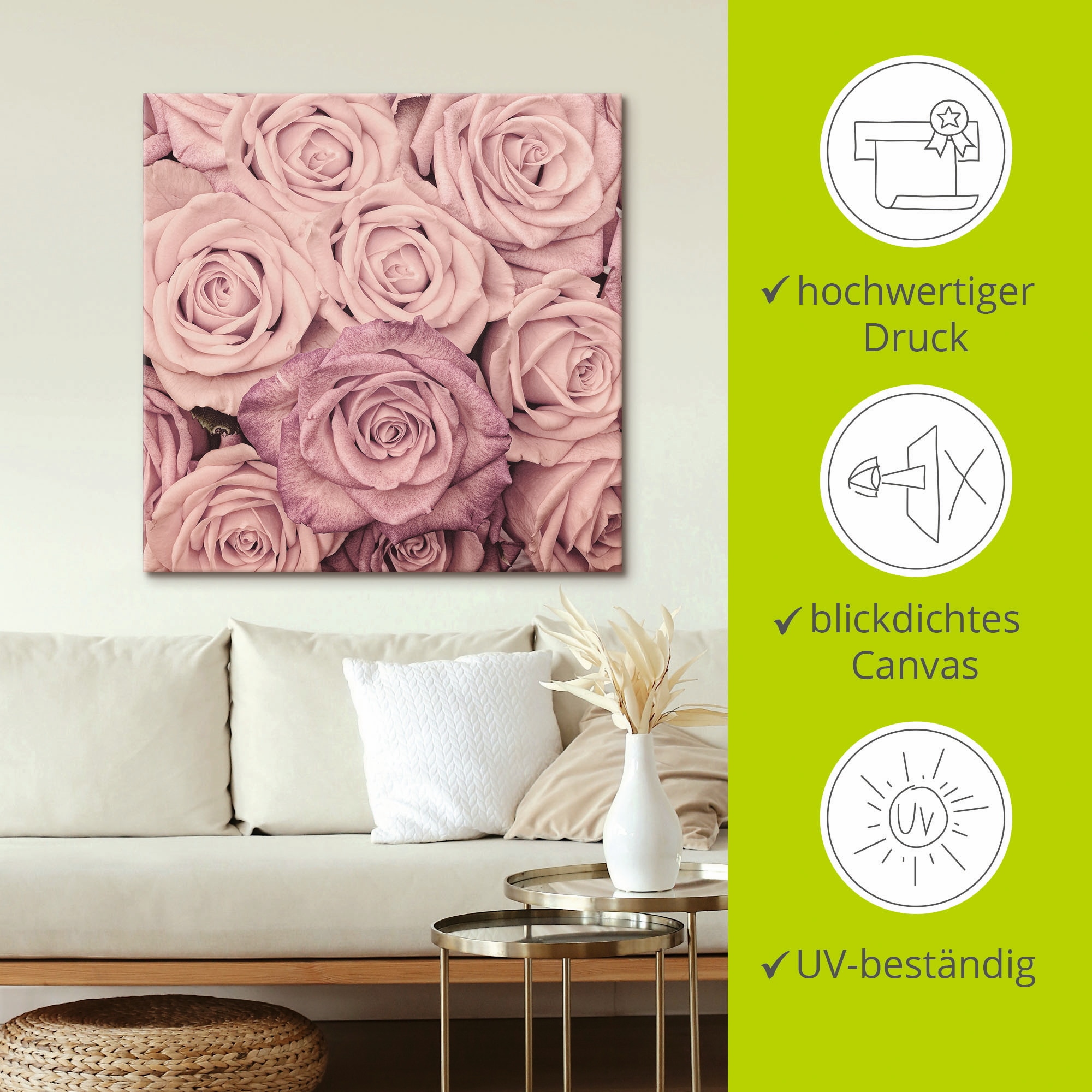 Artland Wandbild »Rosen«, Blumen, (1 St.), als Leinwandbild, Wandaufkleber in verschied. Größen