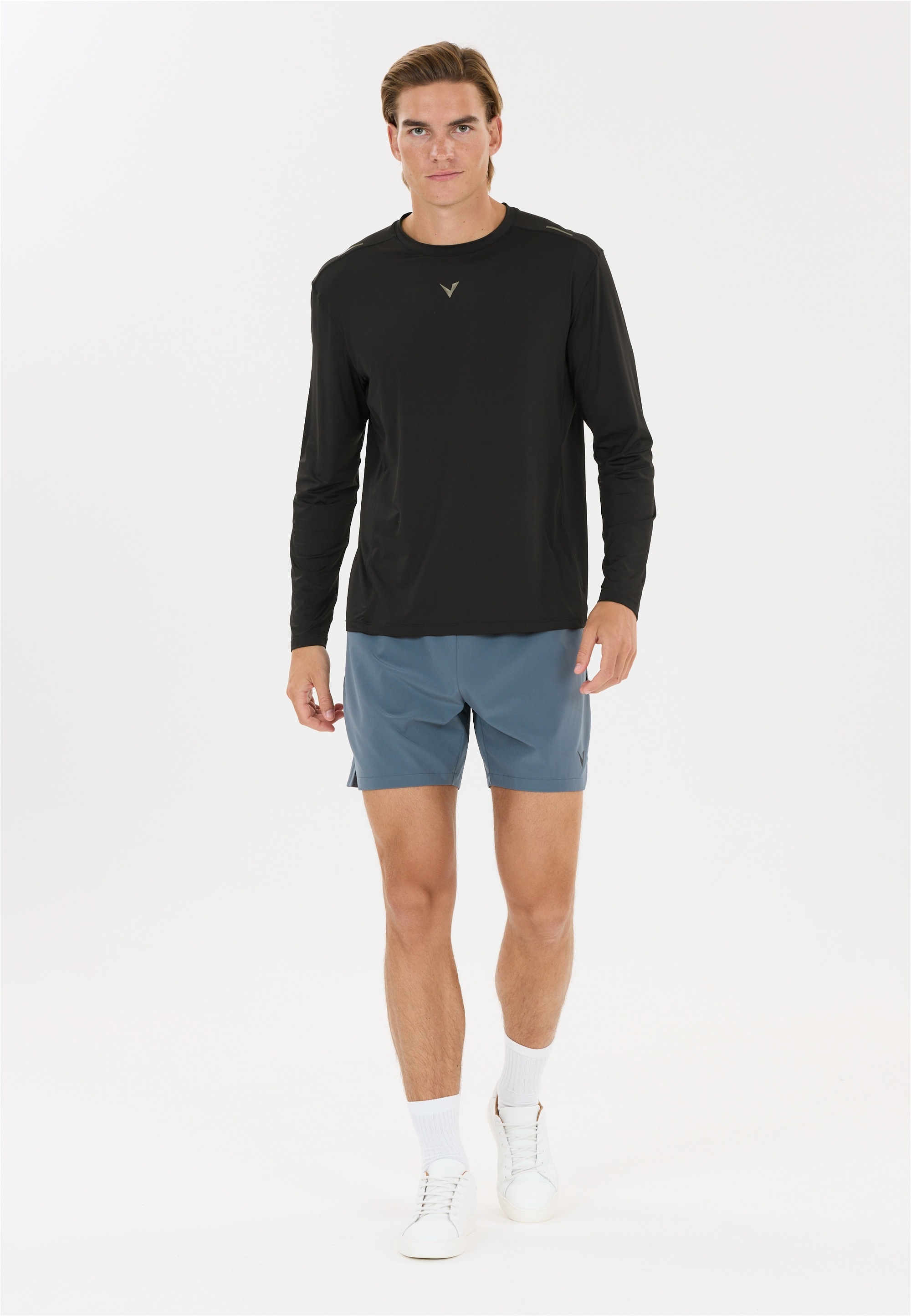 Langarmshirt VIRTUS "Walton", Herren, Gr. XL, schwarz, 89% Polyamid, 11% Elasthan, unifarben, normal, Rundhals, Shirts Langarmshirt, mit praktischer Quick-Dry-Funktion