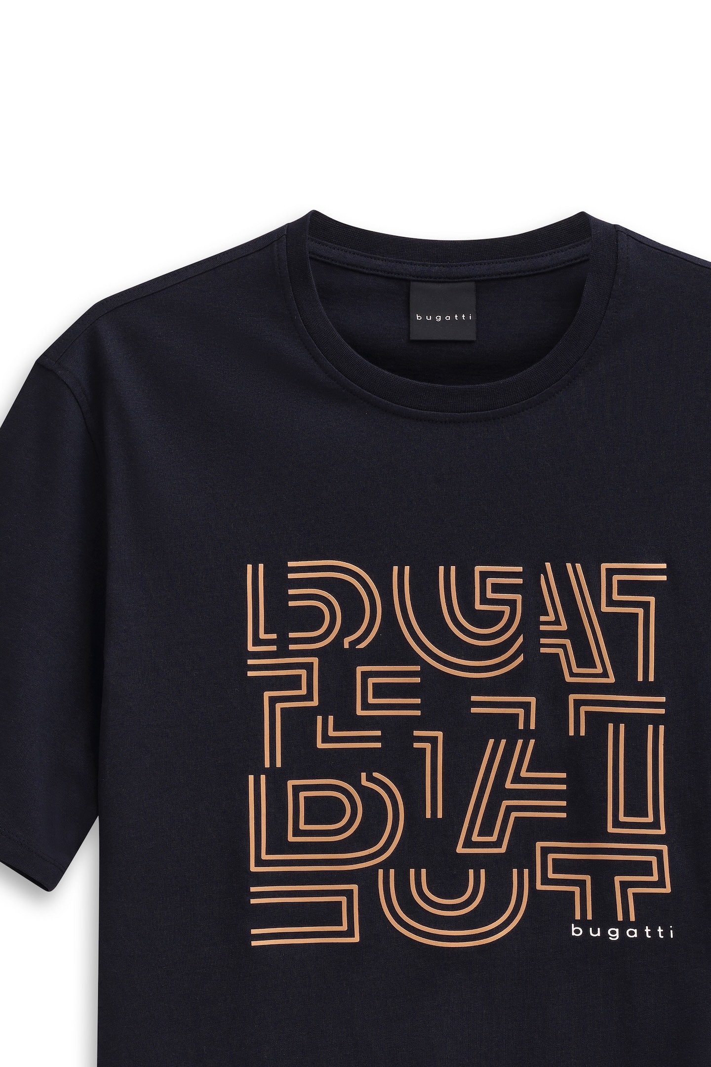 bugatti T-Shirt »Modern Fit«, mit Logo-Print und Rundhals aus Baumwolle