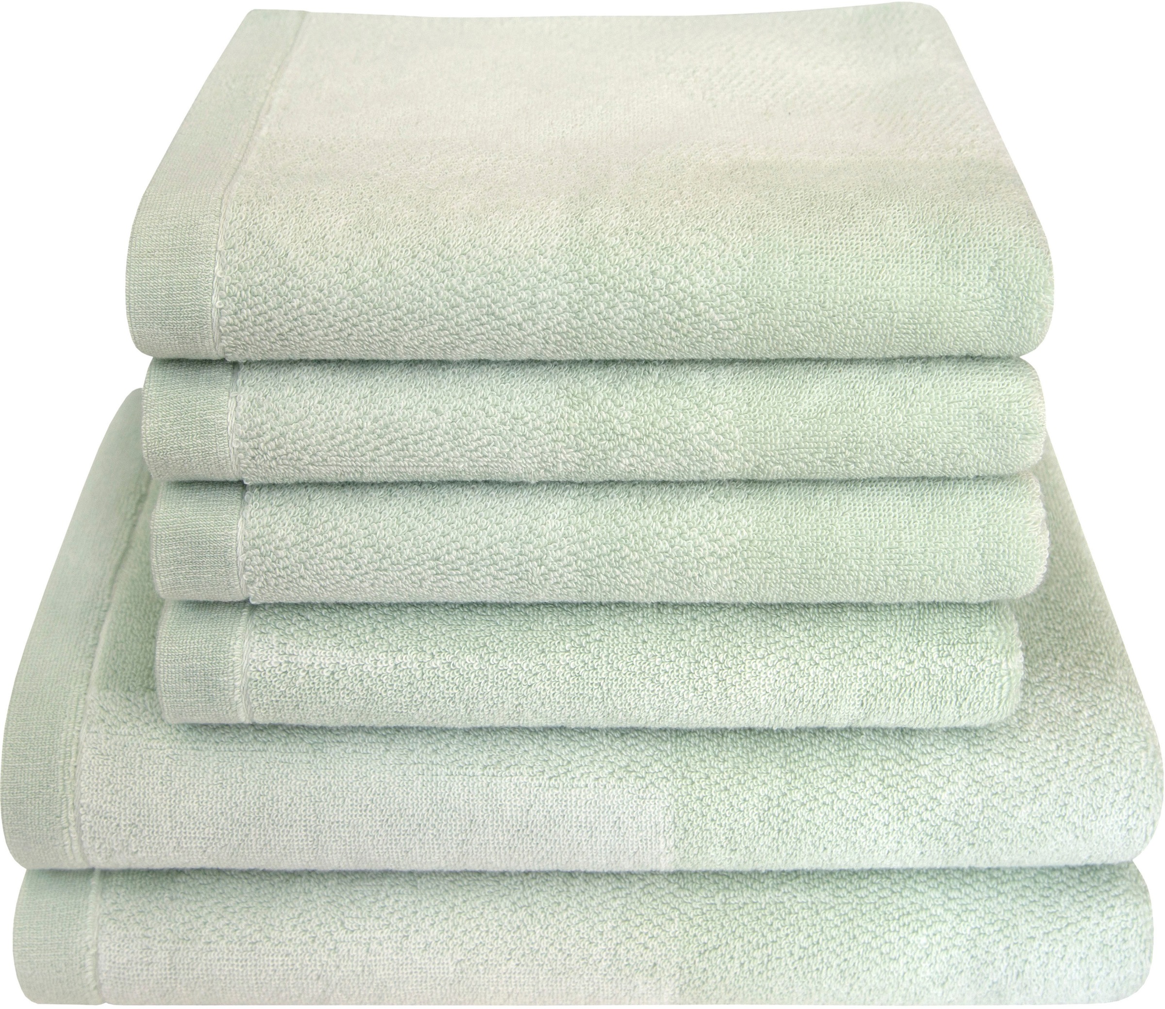 Handtuch Set DYCKHOFF, grün, Walkfrottier, Obermaterial: 100% Baumwolle, Handtuch-Sets, "Landscape", 4 Handtücher (50x100cm), 2 Duschtücher (70x140cm)