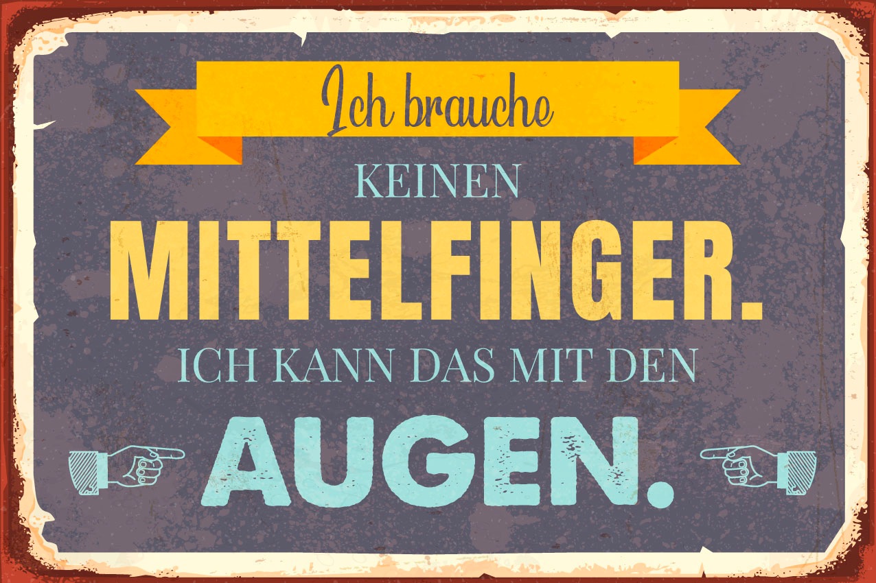 queence Metallbild "Mittelfinger", Schriftzüge-Schriftzug, (1 St.), Stahlsc günstig online kaufen