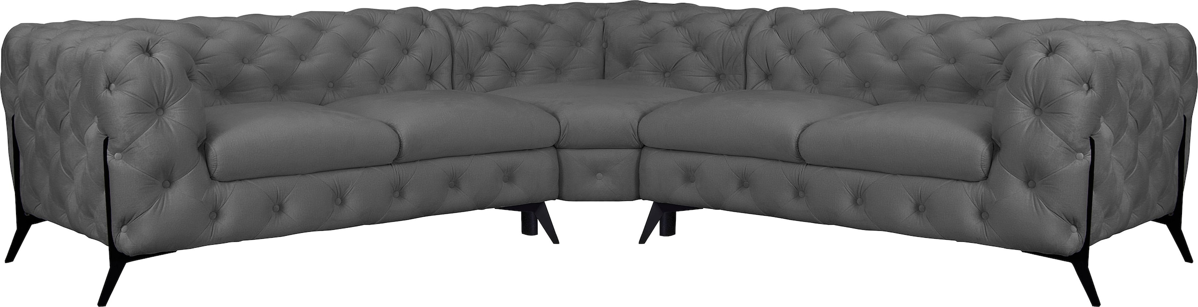 Leonique Chesterfield-Sofa "Amaury L-Form", Chesterfield-Optik, Breite/Tiefe je 262 cm, Fußfarbe wählbar