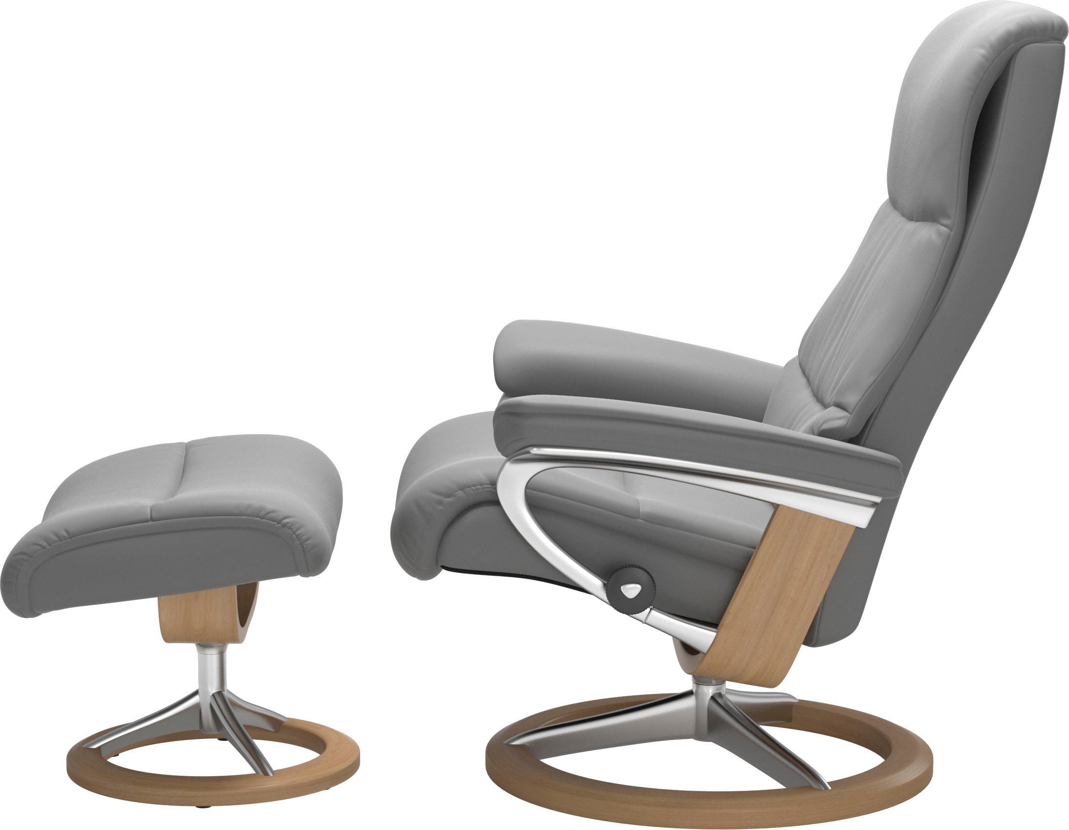 Stressless® Relaxsessel »View«, (Set, Relaxsessel mit Hocker), mit Signature Base, Größe M,Gestell Eiche