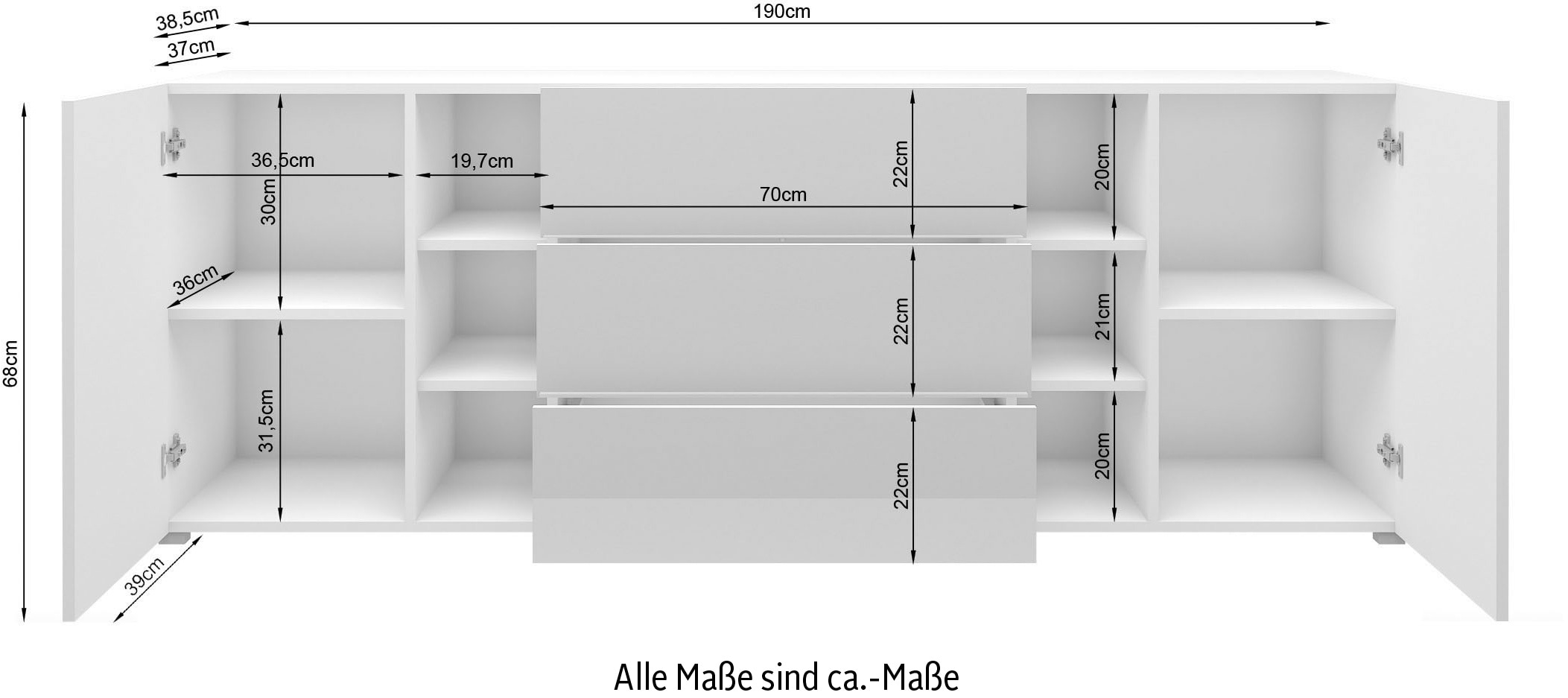 INOSIGN Sideboard »BERLIN«, Breite 190 cm