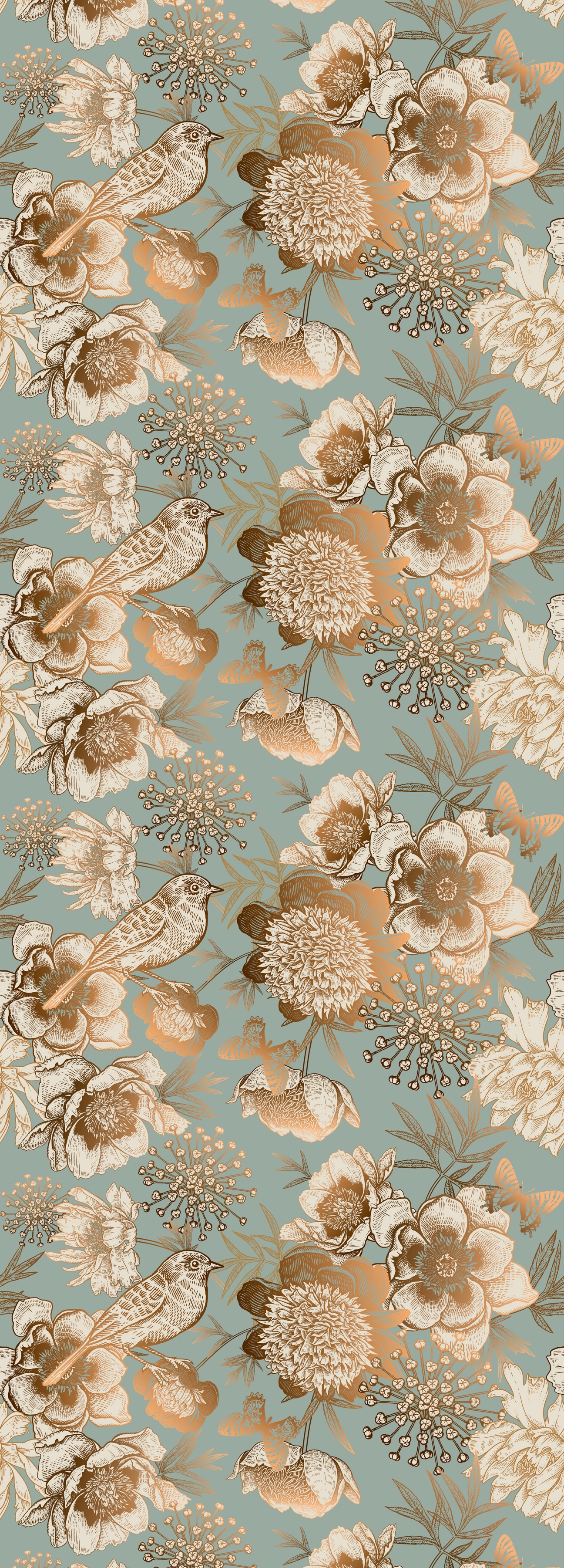 queence Vinyltapete "Gold" Barock Kunst bedruckt glatt 90x250cm, selbstklebend, kinderleichte Anbringung, Sticker