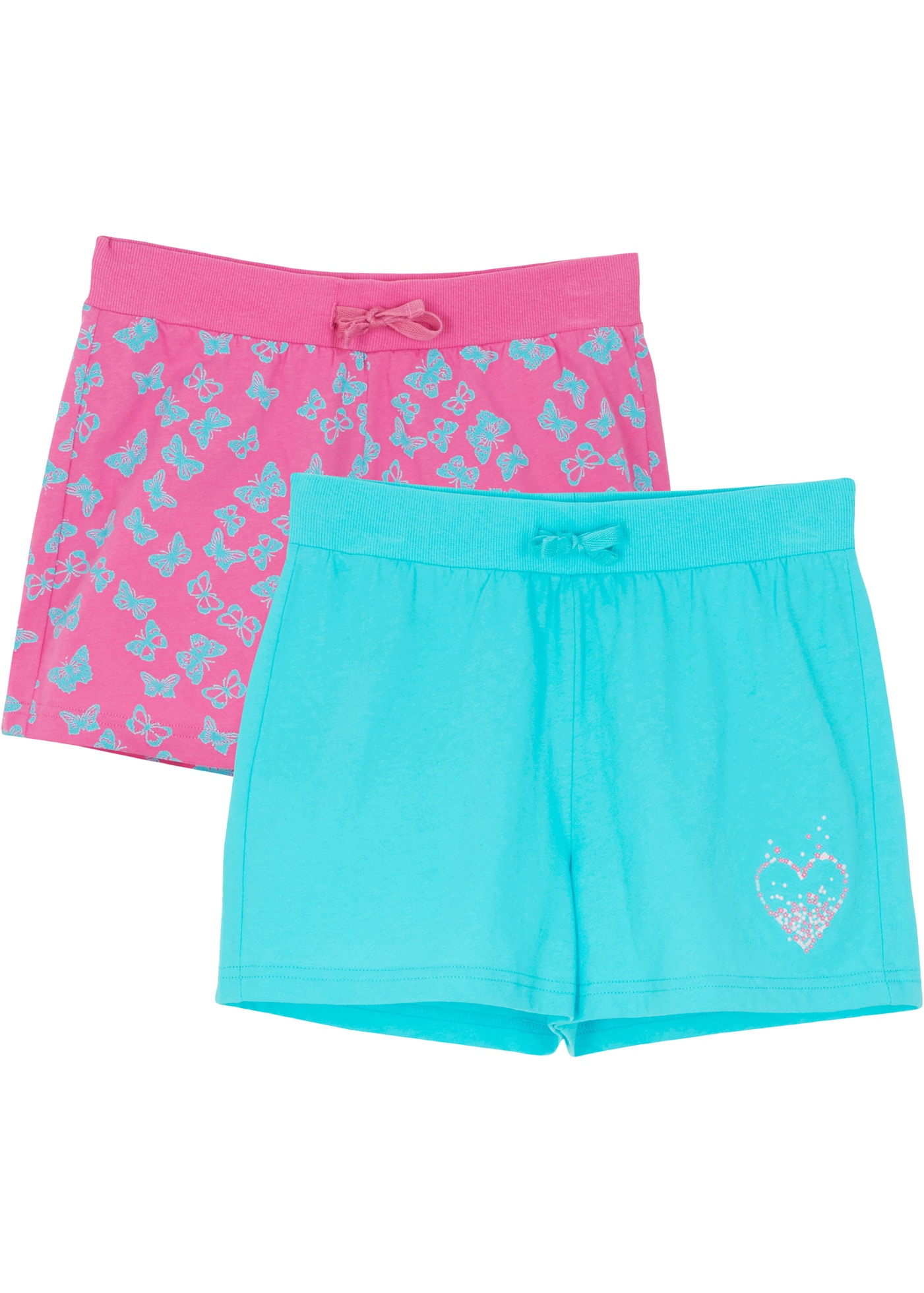 bonprix Shorts "Shorts aus reiner Baumwolle (2er-Pack)" aus Baumwolle, Regular Fit, mit elastischem Bund