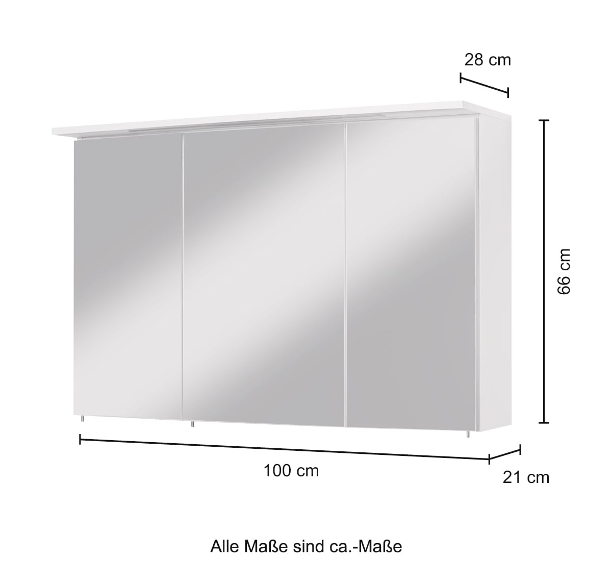 HELD MÖBEL Spiegelschrank 3D-Spiegeleffekt 100 mit Breite cm, bestellen | »Flex«, BAUR