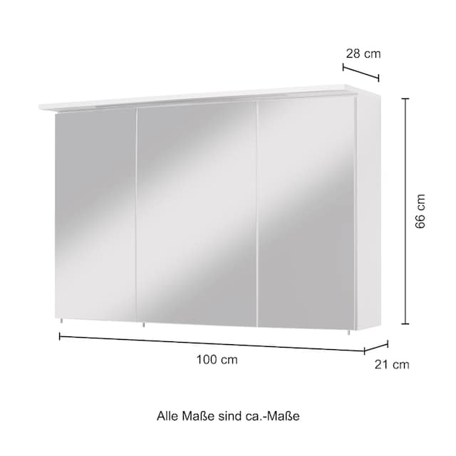 HELD MÖBEL Spiegelschrank »Flex«, Breite 100 cm, mit 3D-Spiegeleffekt  bestellen | BAUR