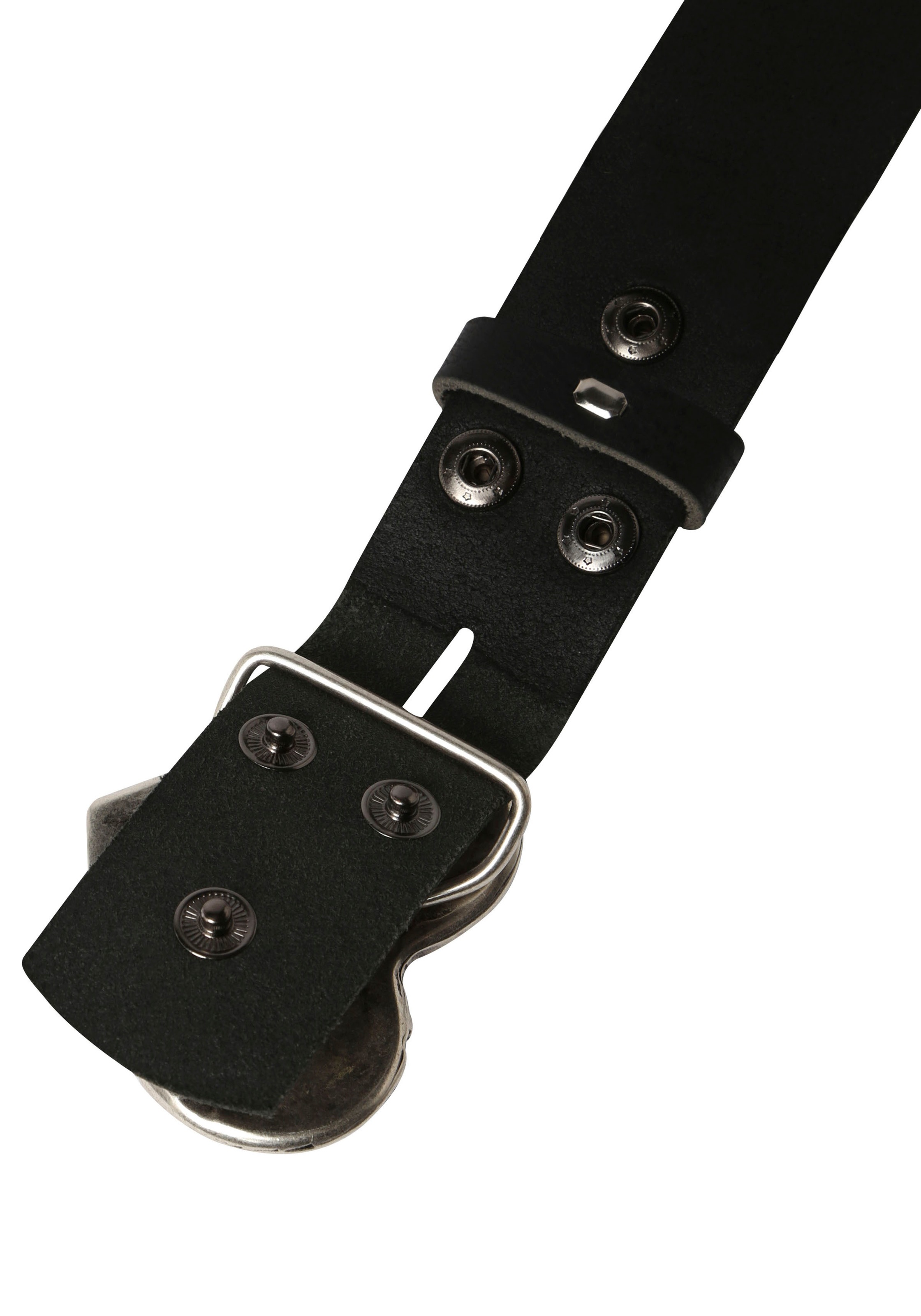 Thumbnail - Rettungsring Gürtel Ledergürtel "Wasserbüffel Schwarz", mit austauschbarer Schließe "Rosenherz Halb"