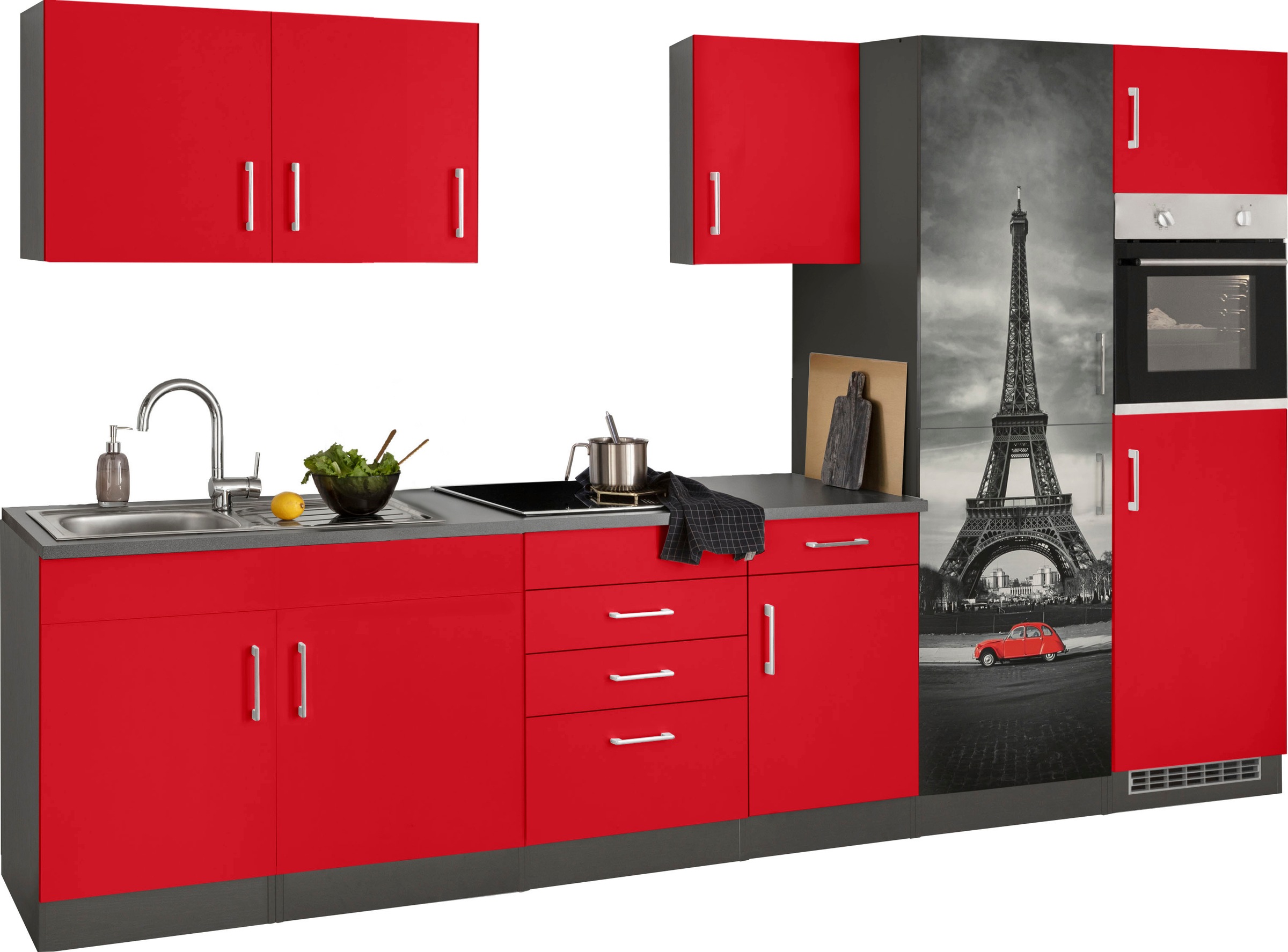 Thumbnail - KOCHSTATION Küchenzeile "KS-Paris – Küchen mit einzigartigen Fotomotiven auf den Fronten" Breite 330 cm, wahlweise mit E...