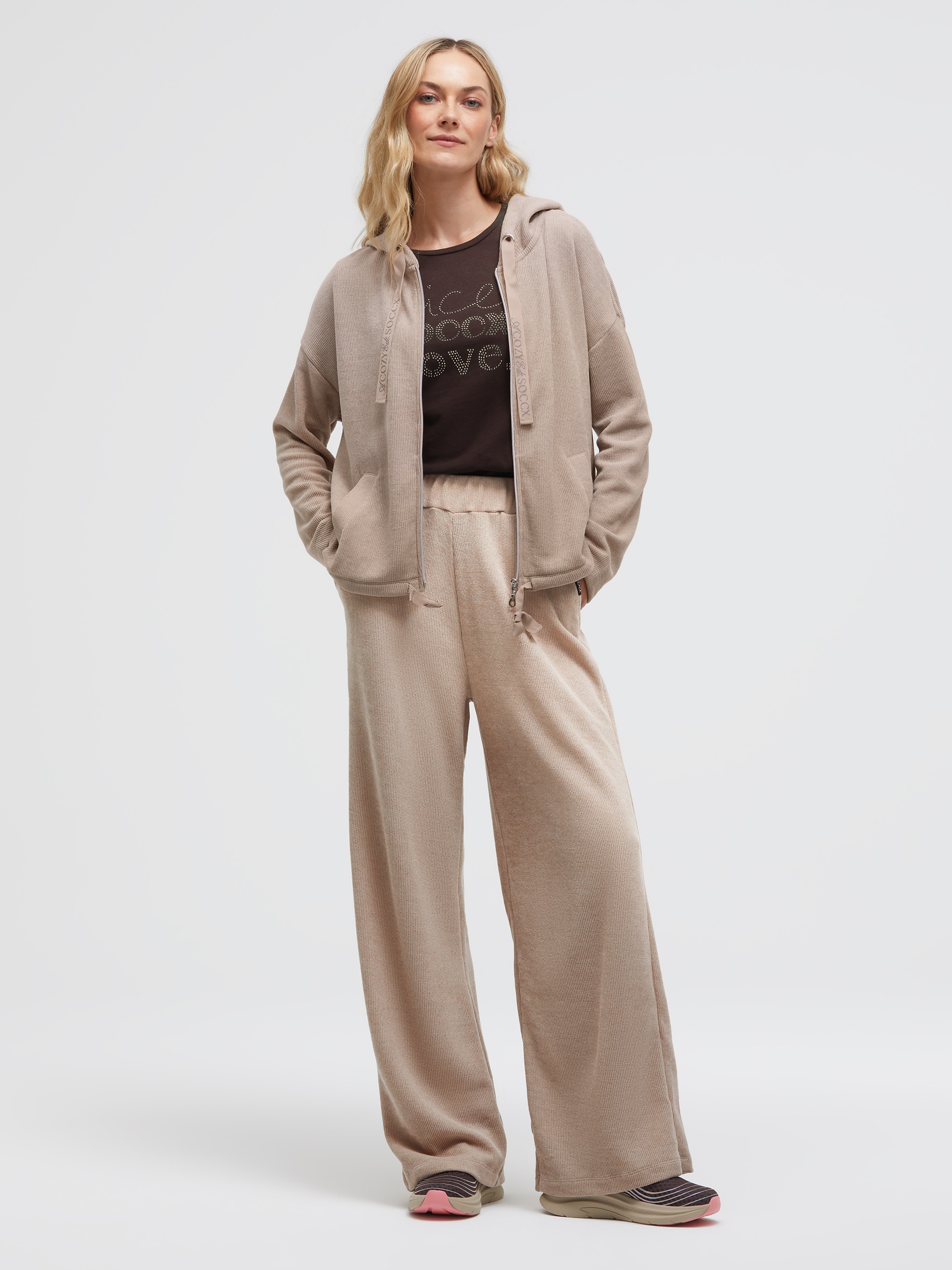 SOCCX Kapuzensweatjacke mit Bindeband am Saum
