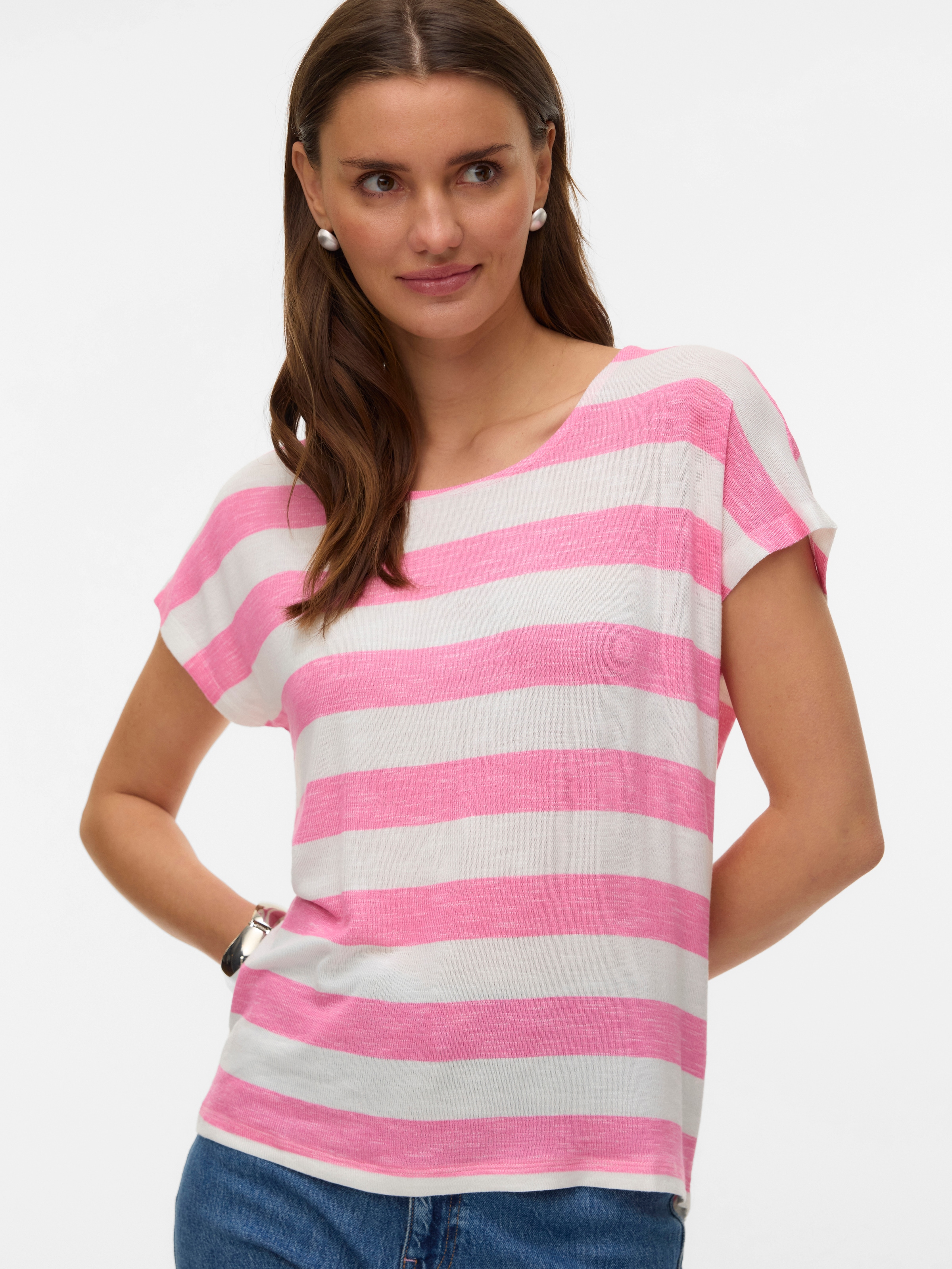 Vero Moda Kurzarmshirt "VMWIDE STRIPE SL TOP GA JRS NOOS" Viskosemischung günstig online kaufen