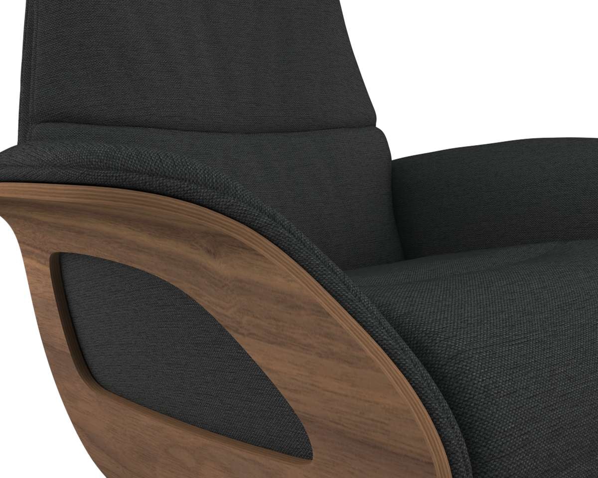 FLEXLUX Relaxsessel »Clement elektrischer Funktionsessel«, Größe M, Rücken & Fußteil elektrisch, Akku, Arml. Walnuss, Fuß schwarz