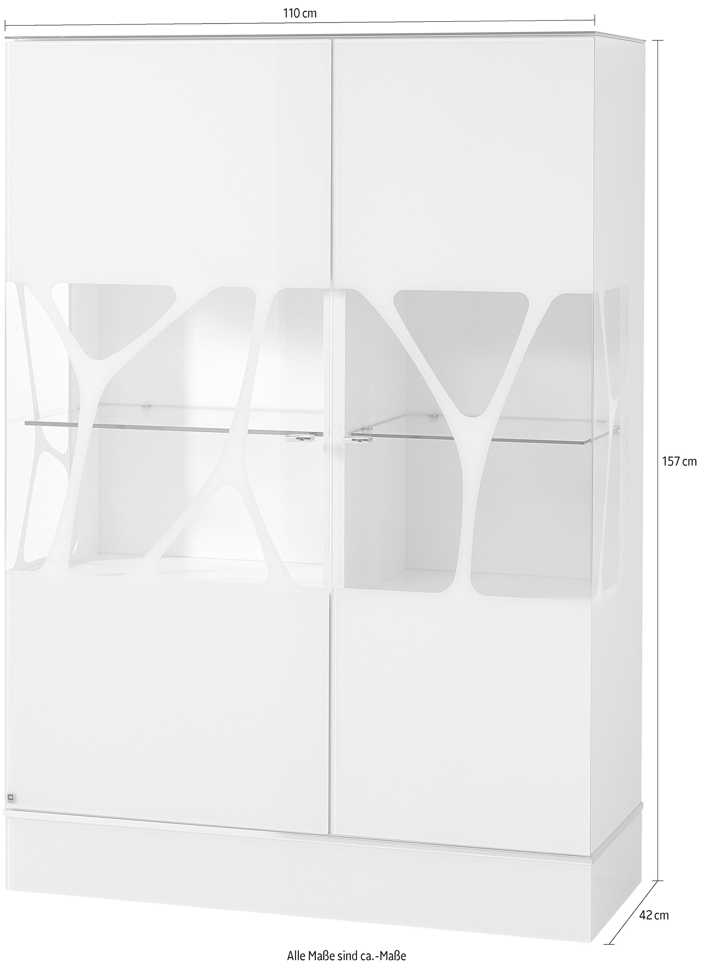 LEONARDO Highboard »Cube«, mit Sicherheitsglas und edlem MDF Holz, Höhe157 cm