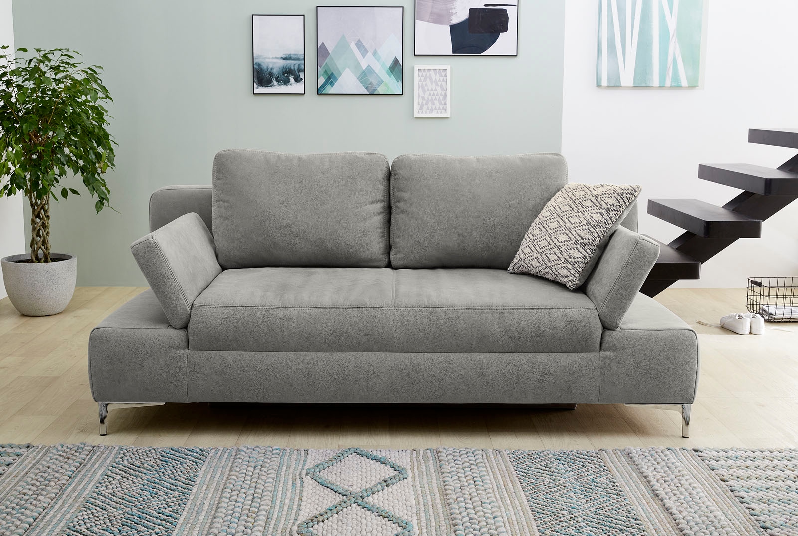 Jockenhöfer Gruppe Schlafsofa "Jano, B: 202 cm, Liegefl. 144x200 cm" mit Schlaffunktion, Bettkasten, Armteilverstellung & 1 Zierkissen