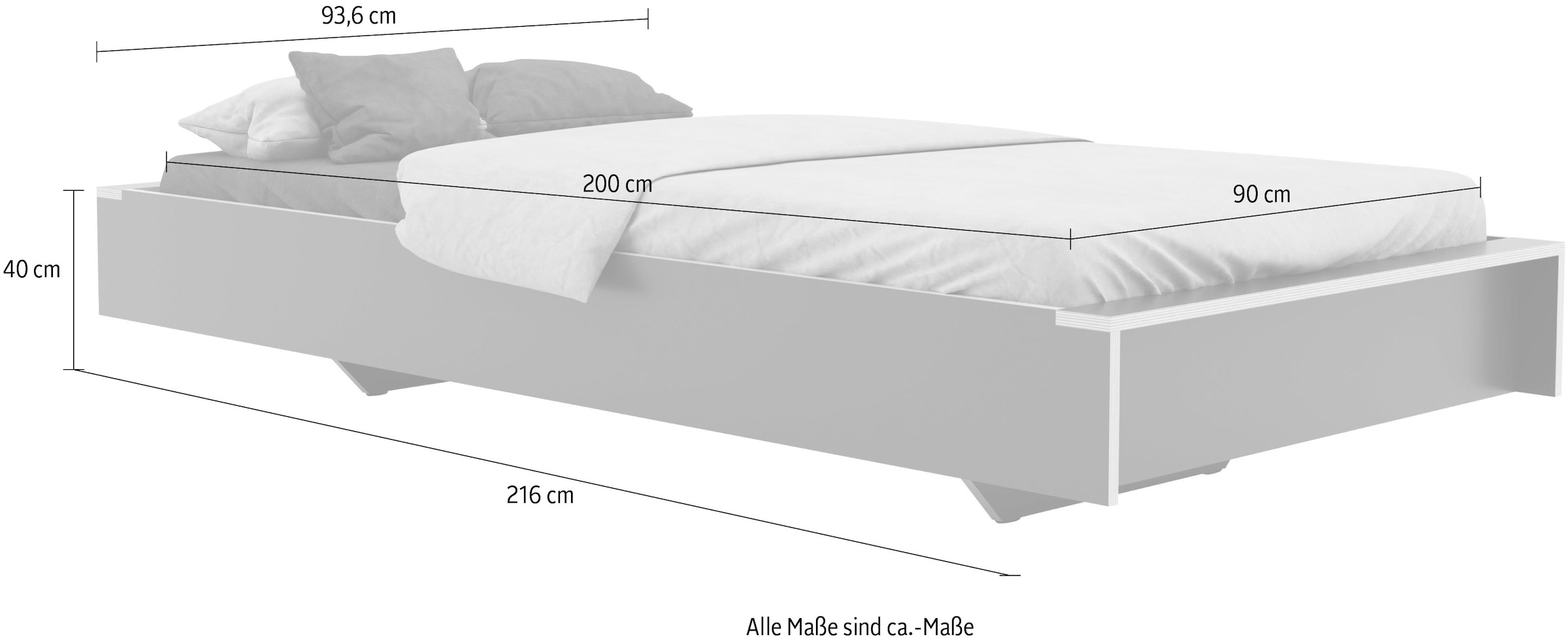 Müller SMALL LIVING Einzelbett »FLAI HIGH«, Komfort Höhe 40 cm ohne Kopfteil