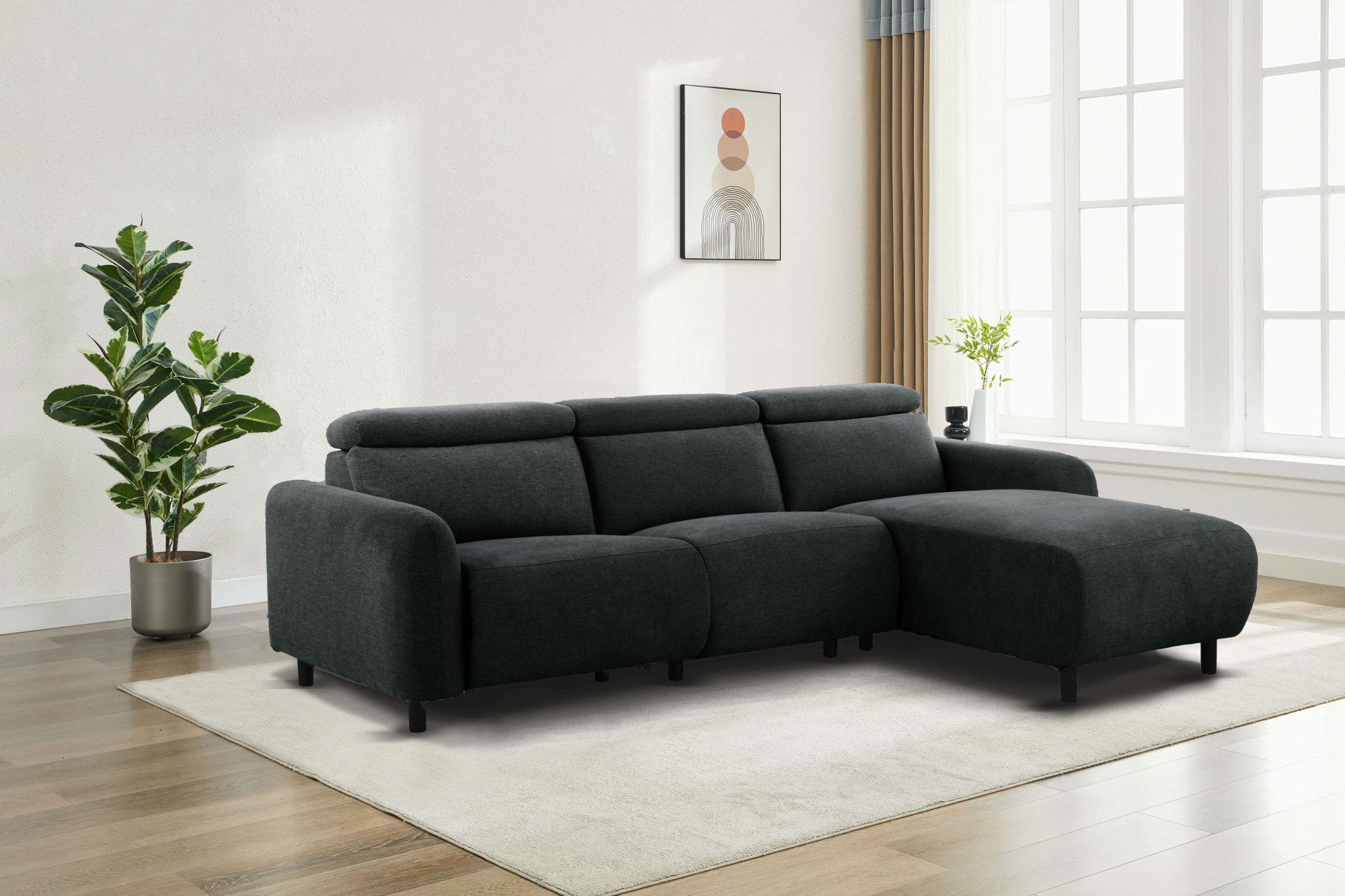 Home affaire Ecksofa »SKAANE Struktur, L-Form, 274 cm, manuelle u. elektrische Funktion,«, 274 cm, mit Kopfteilverstellung und man. oder elektr. Relaxfunktion