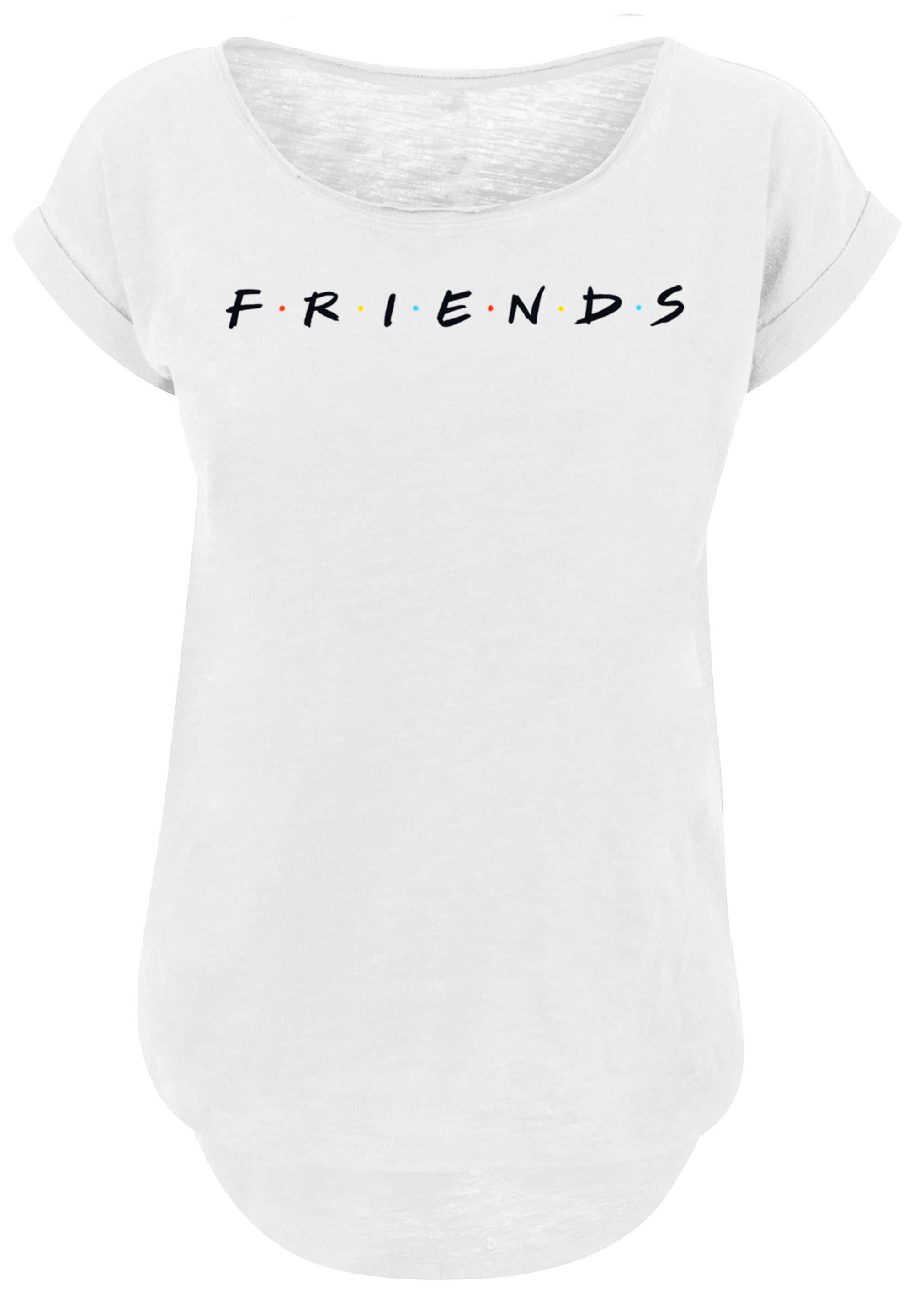 F4NT4STIC T-Shirt »Long Cut T Shirt 'FRIENDS TV Serie Text Logo WHT'«, Damen,Premium Merch,Lang,Longshirt,Bedruckt