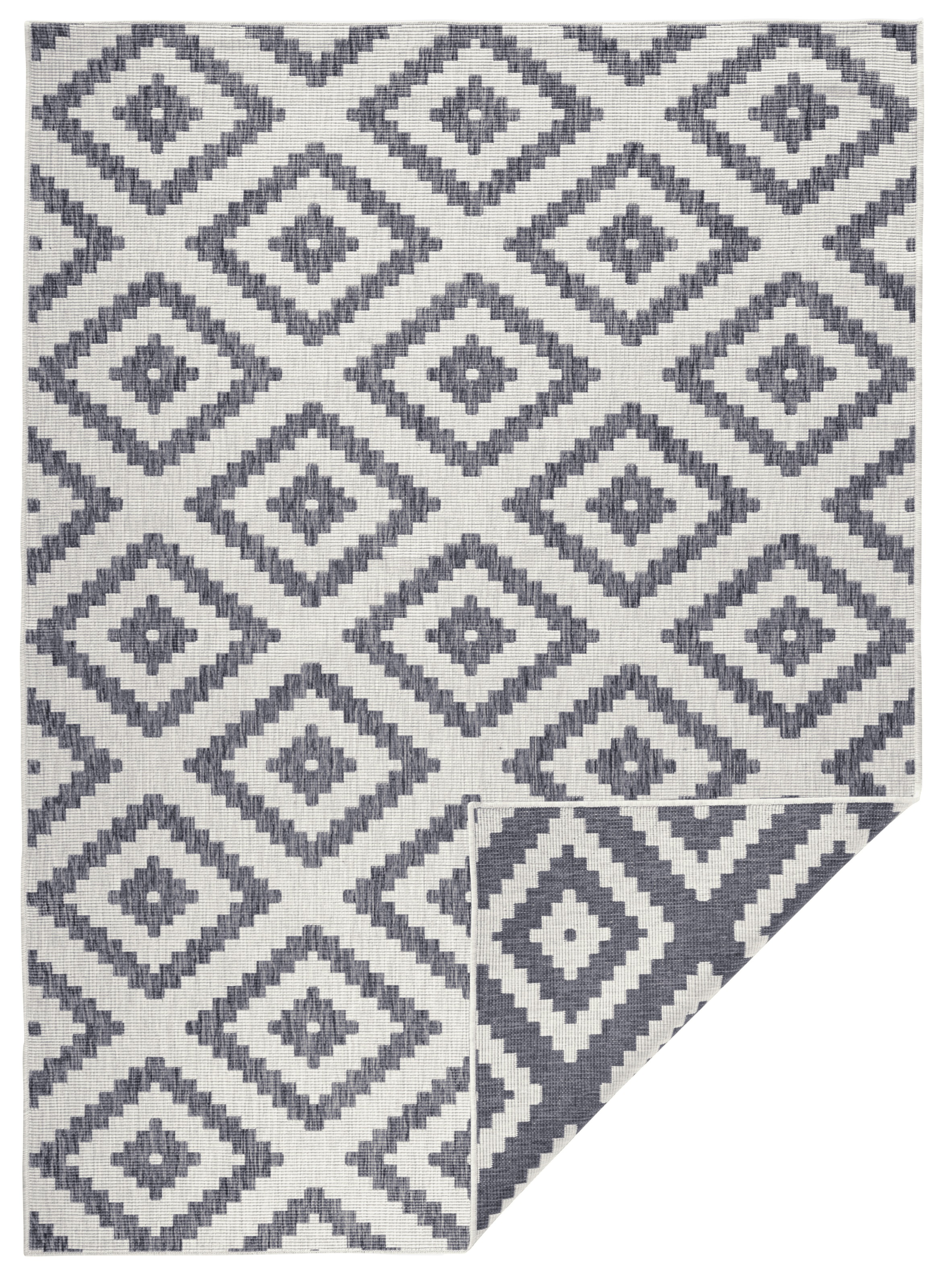 THE RUGS Malta Reversible Indoor Outdoor Rug Flatweave Polypropylene in Grey | Size: 80cm x 150cm