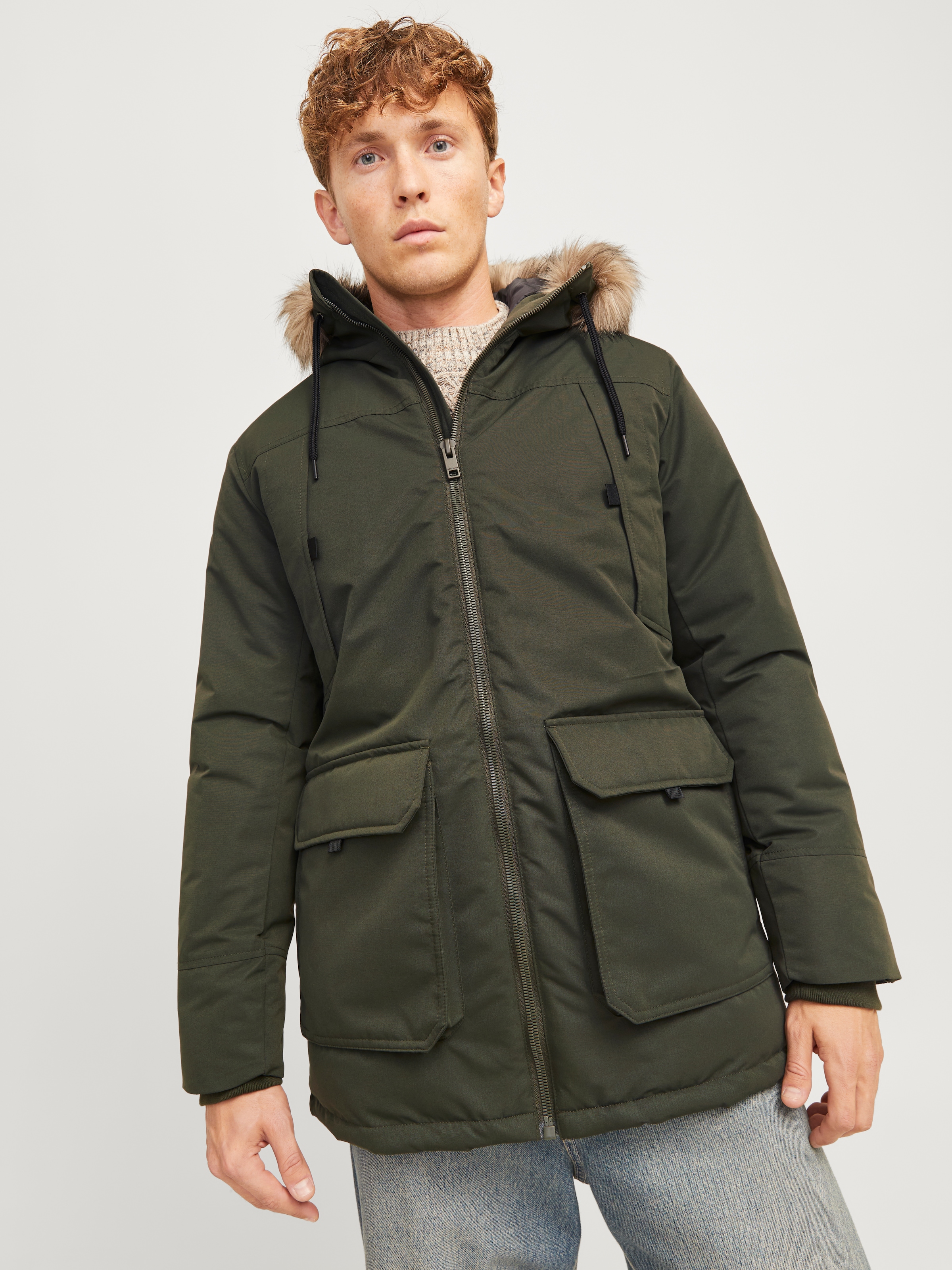 Jack & Jones "JJECONSTRUCT FAUX FUR PARKA SN" mit Kapuze günstig online kaufen