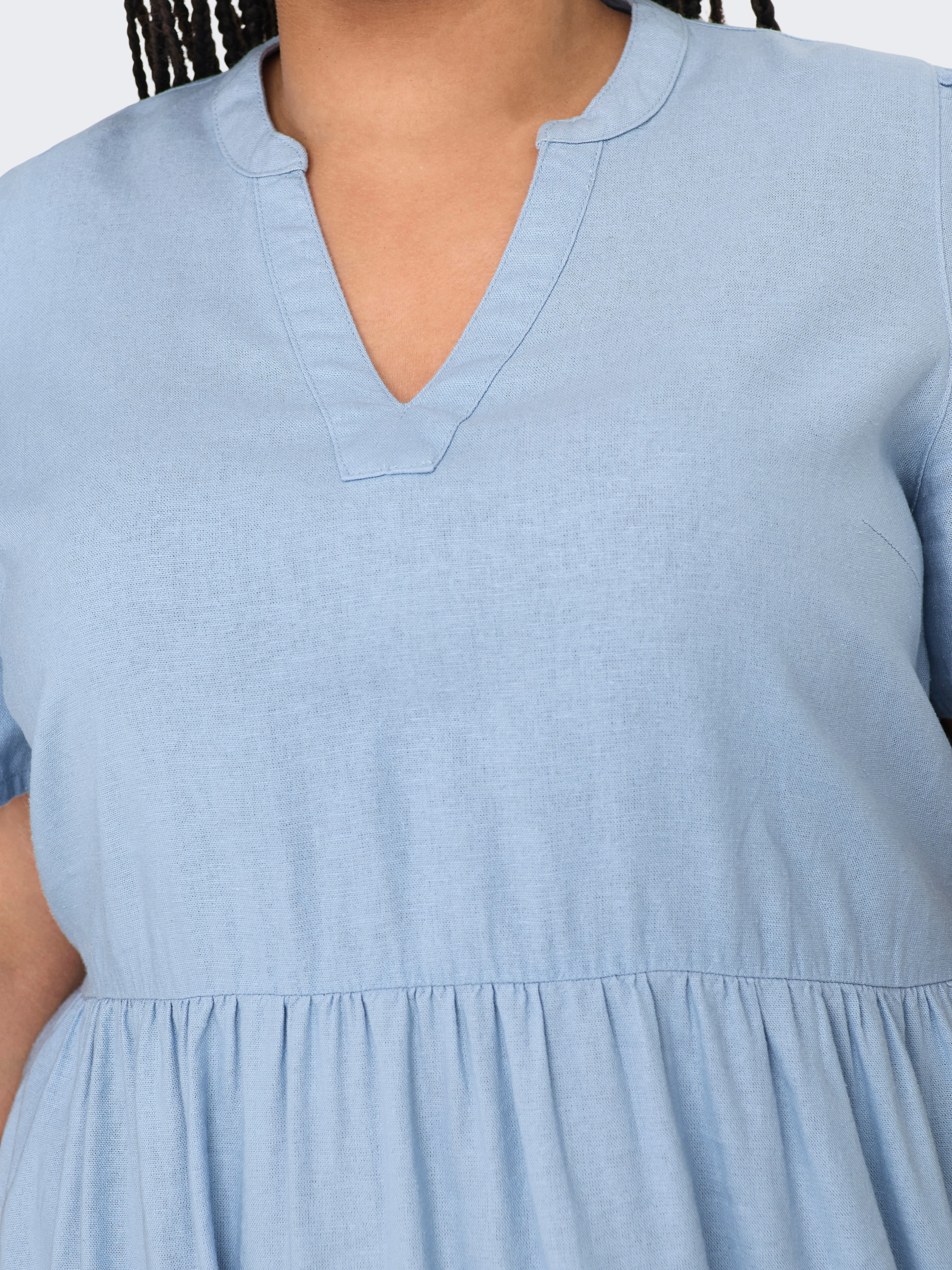 ONLY CARMAKOMA Minikleid "CARTIRI-CARO S/S V-NECK LIN DRESS TLR", Sommerkle günstig online kaufen