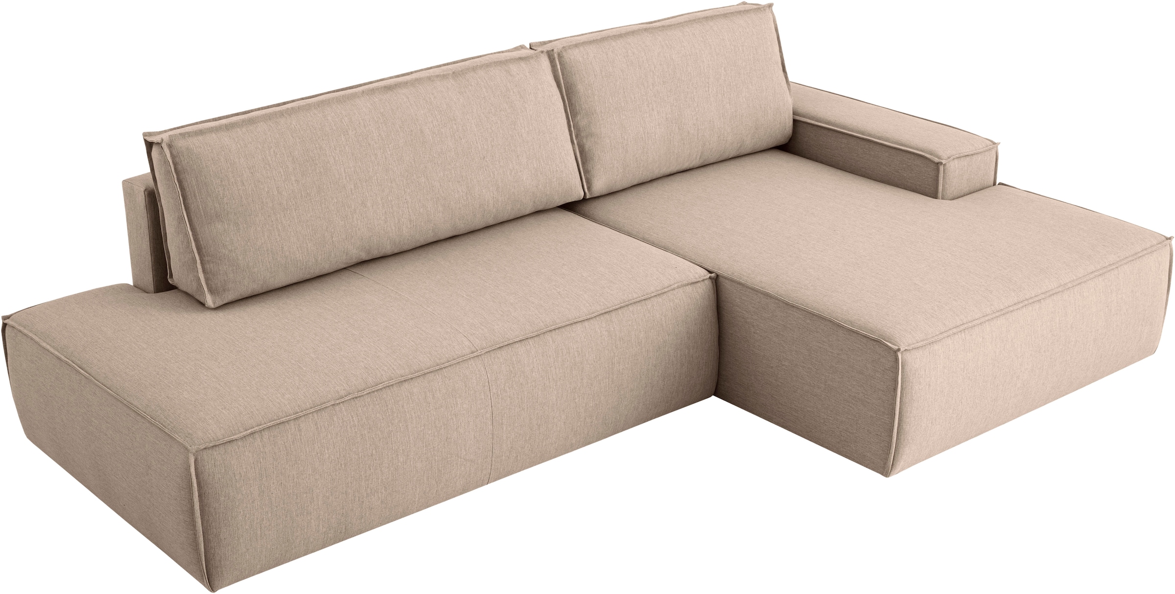 Home affaire Ecksofa »SHERWOOD, Schlafsofa in L-Form offen (275cm), Cord, Leinenoptik«, Schlaffunktion und Bettkasten, Kedernaht, hoher Sitz- & Liegekomfort