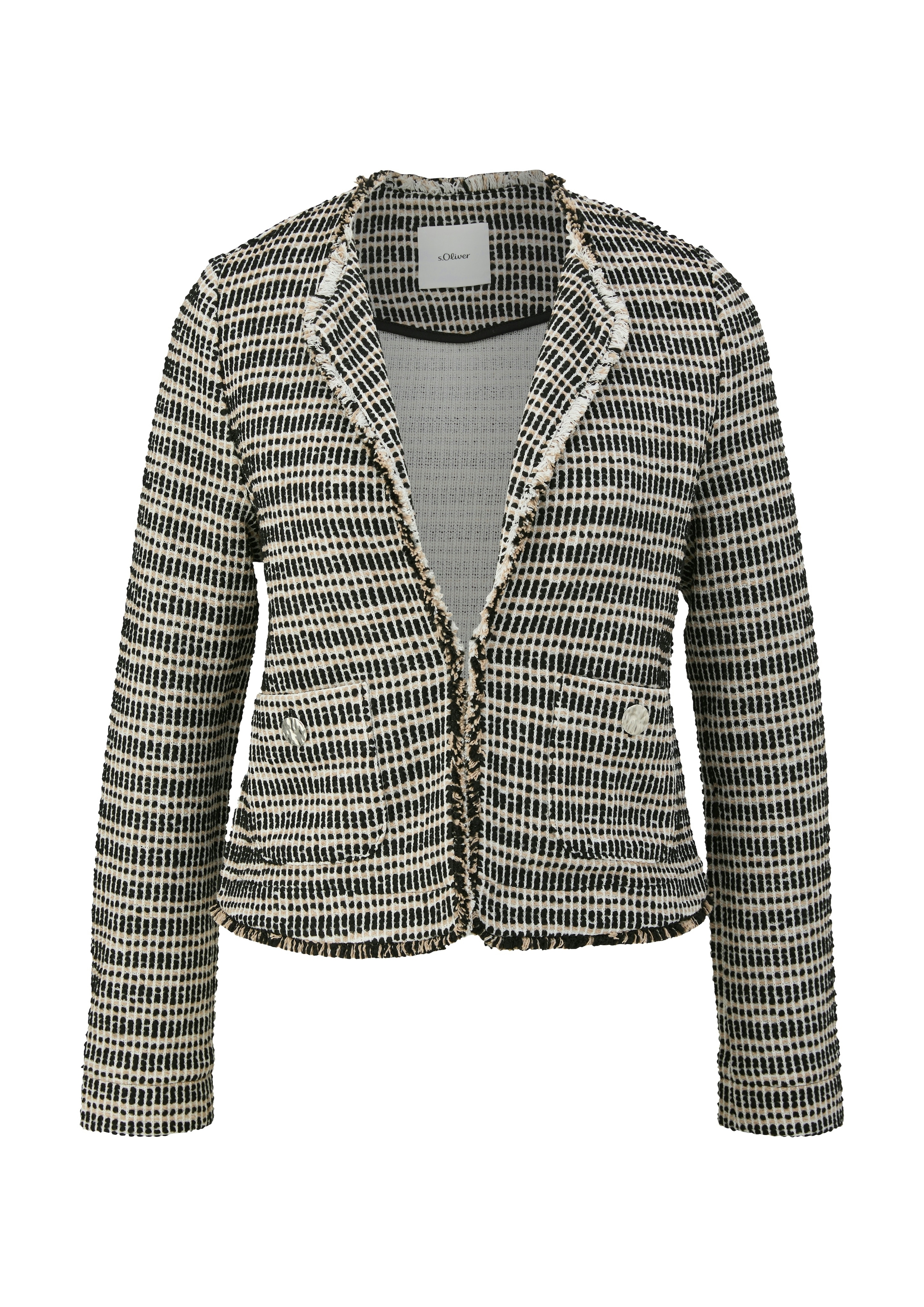 s.Oliver BLACK LABEL Bolerojacke ohne Kapuze ohne Verschluss und aus Bouclé