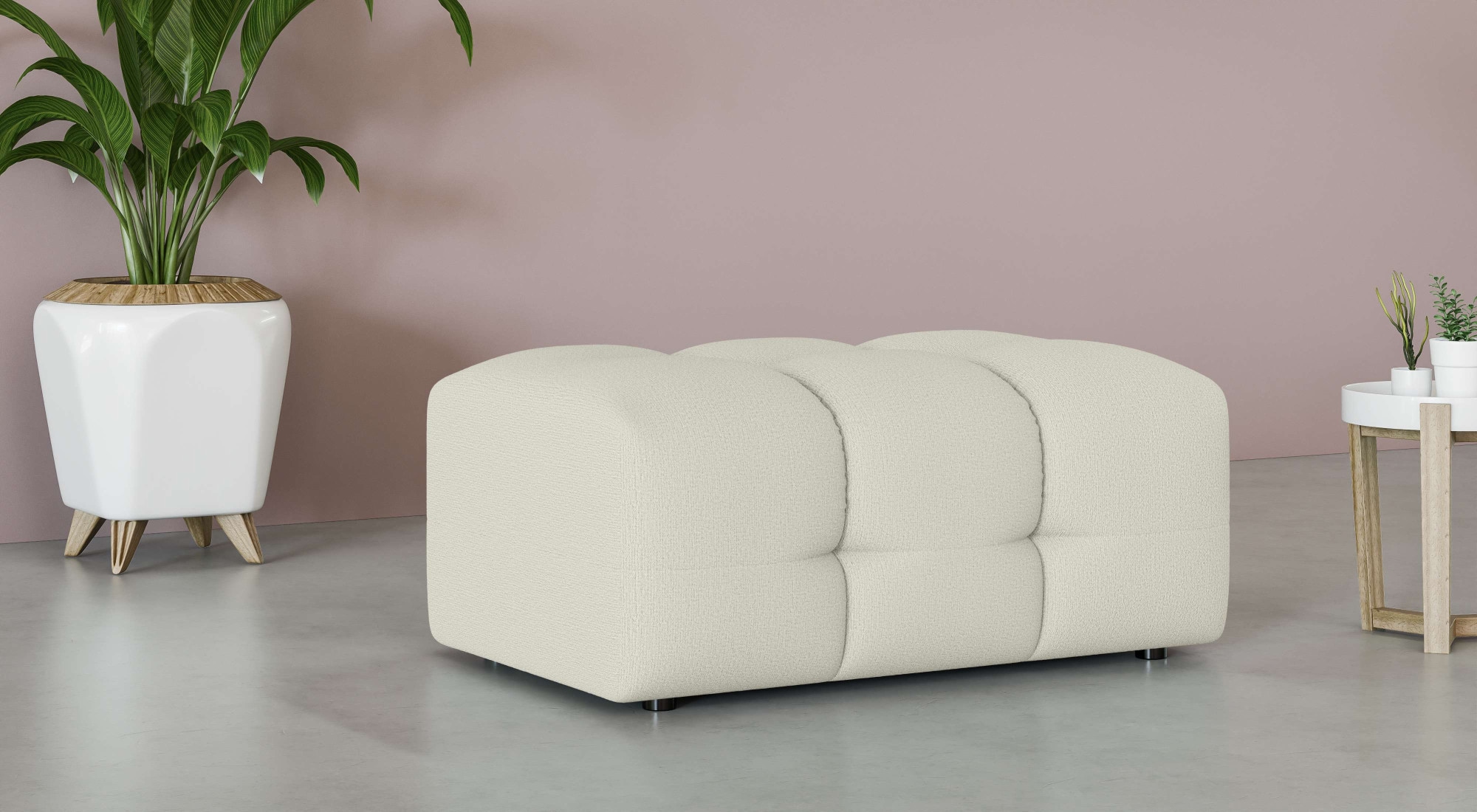OTTO home Polsterhocker "Manilla, trendige Steppung, passend zur Serie, B/T/H 100/68/45 cm" mit Wellenunterfederung, in verschiedenen Materialien und Farben