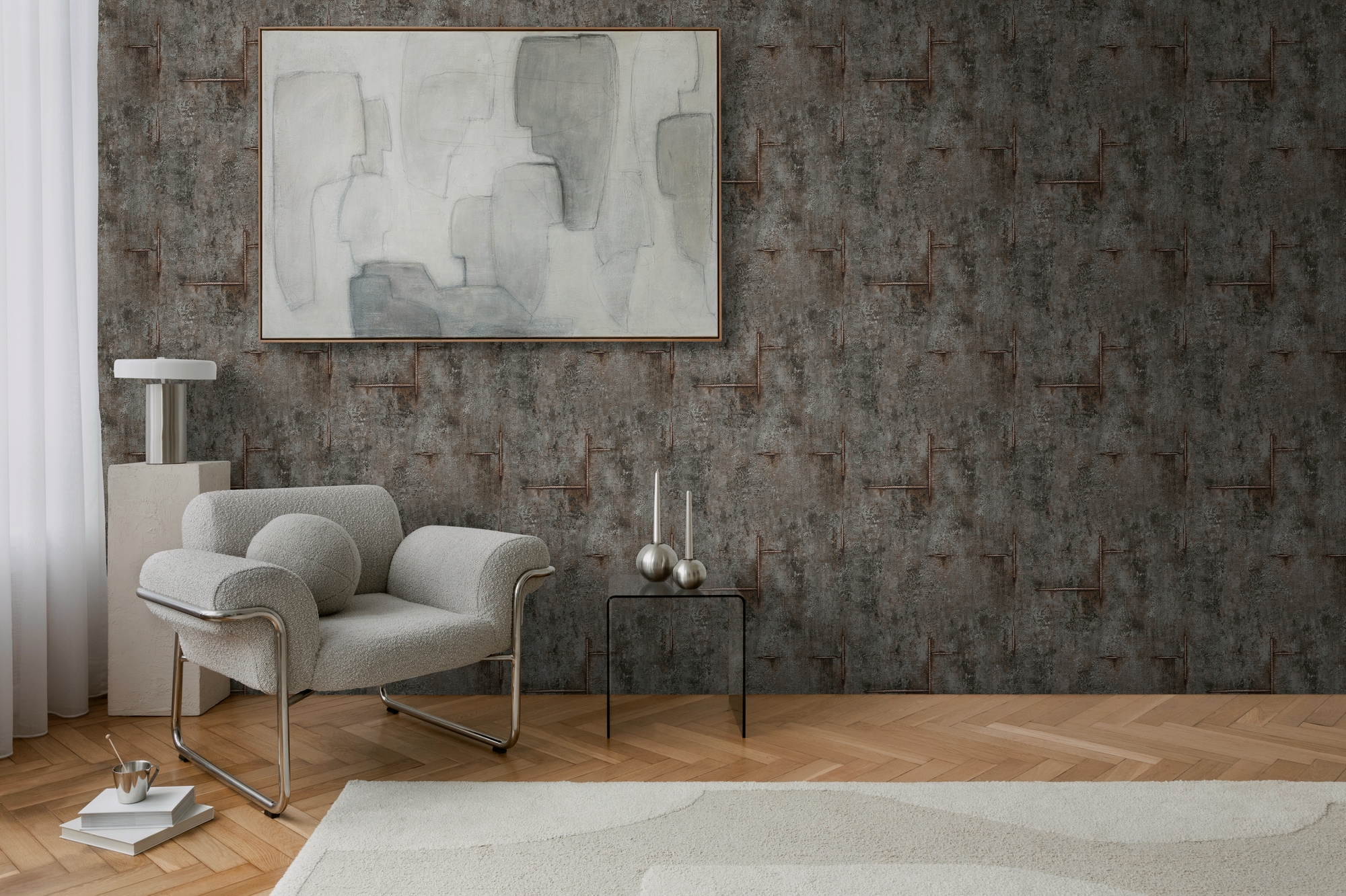 CosmoLiving by Cosmopolitan Vliestapete »Graphite Groove-Edge Betonoptiktapete« matt strukturiert Betonoptik mit modernem Industrial-Charme