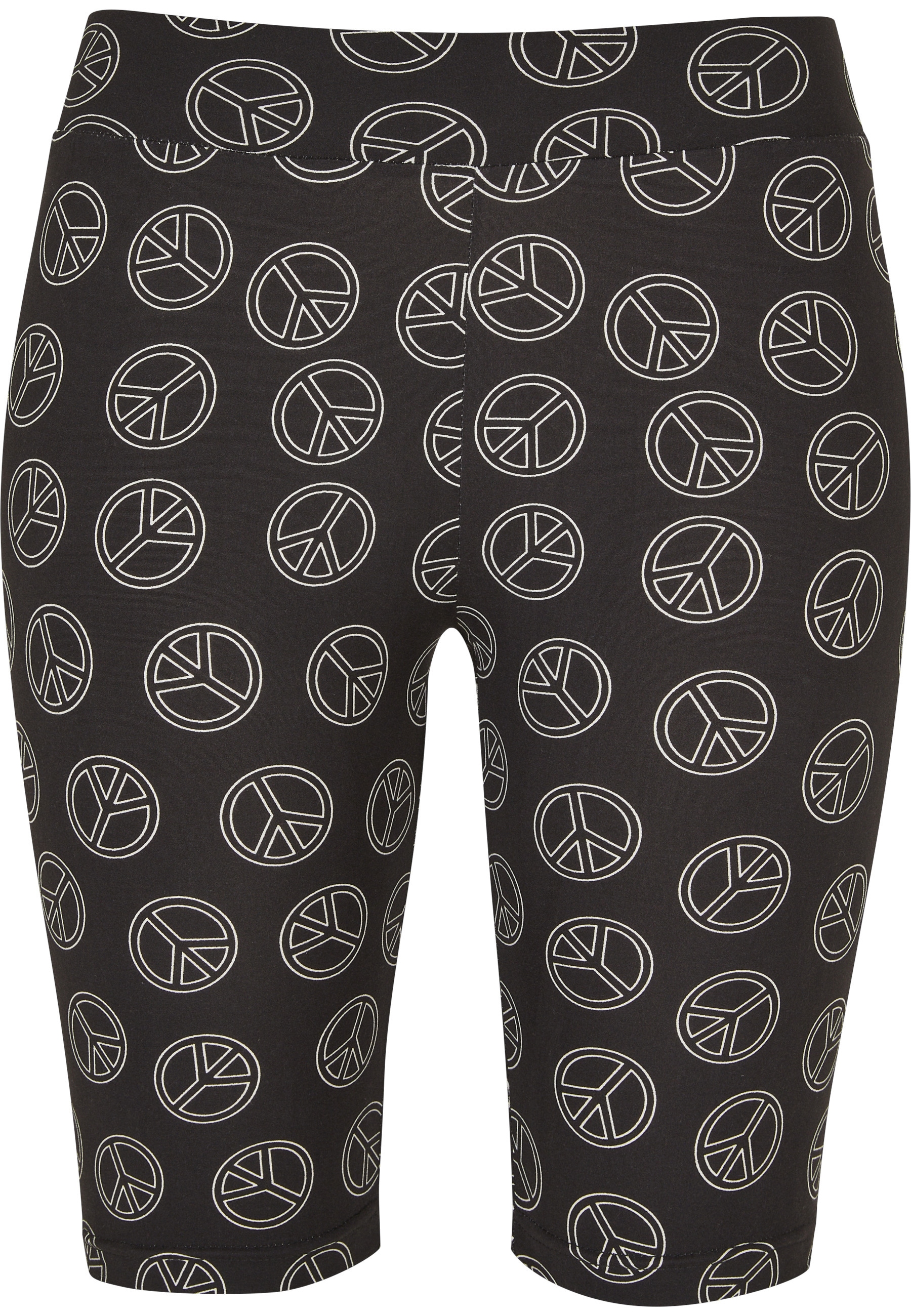 URBAN CLASSICS Damen Radlerhose "Urban Classics Damen Ladies Soft AOP Cycle Shorts"schwarzpeace, Gr. XS, 85% Polyester, 15% Elasthan, Hosen