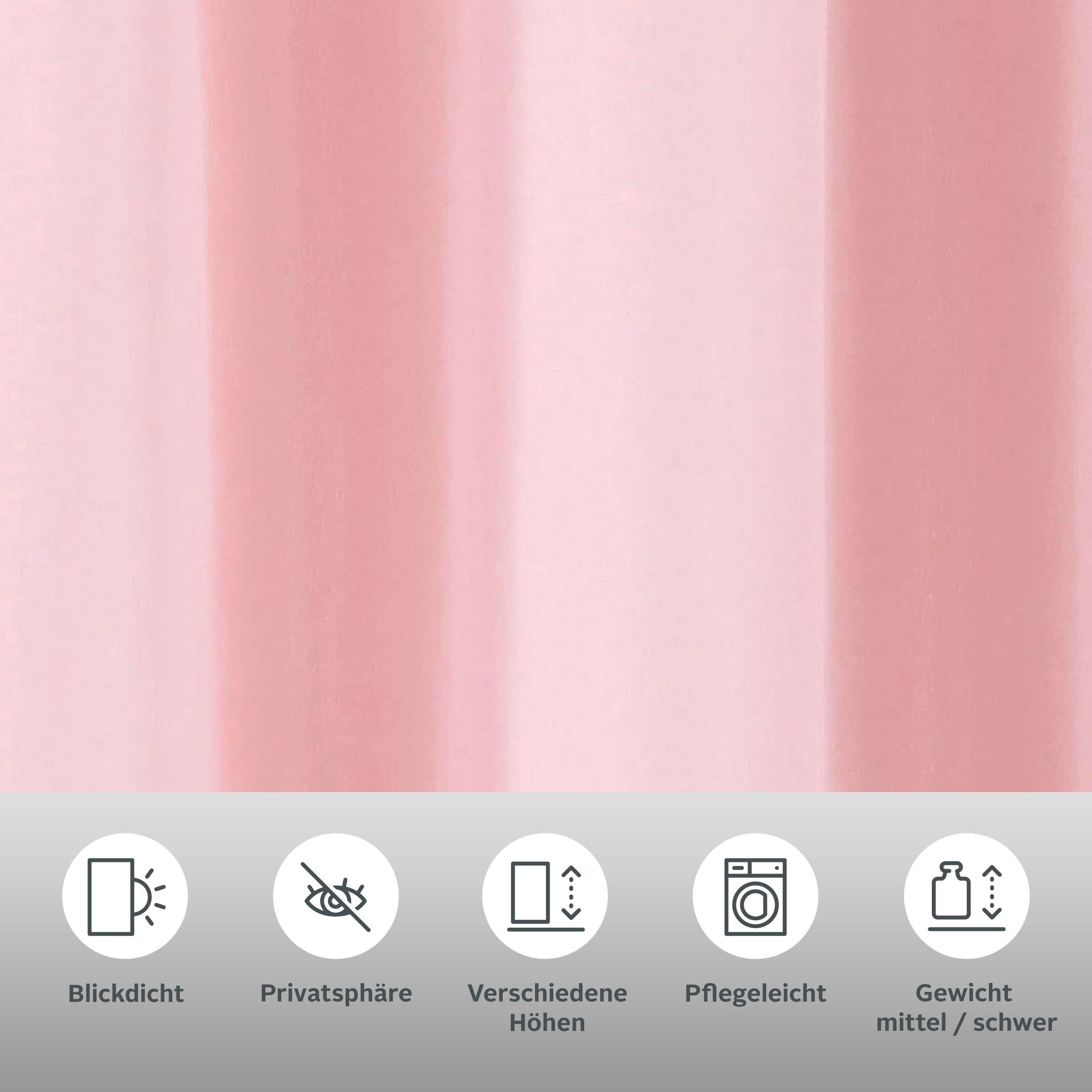 Thumbnail - my home Vorhang "Parry" Schlaufen 2 Stk. tlg. 2-er Set, blickdicht, monochrom, basic