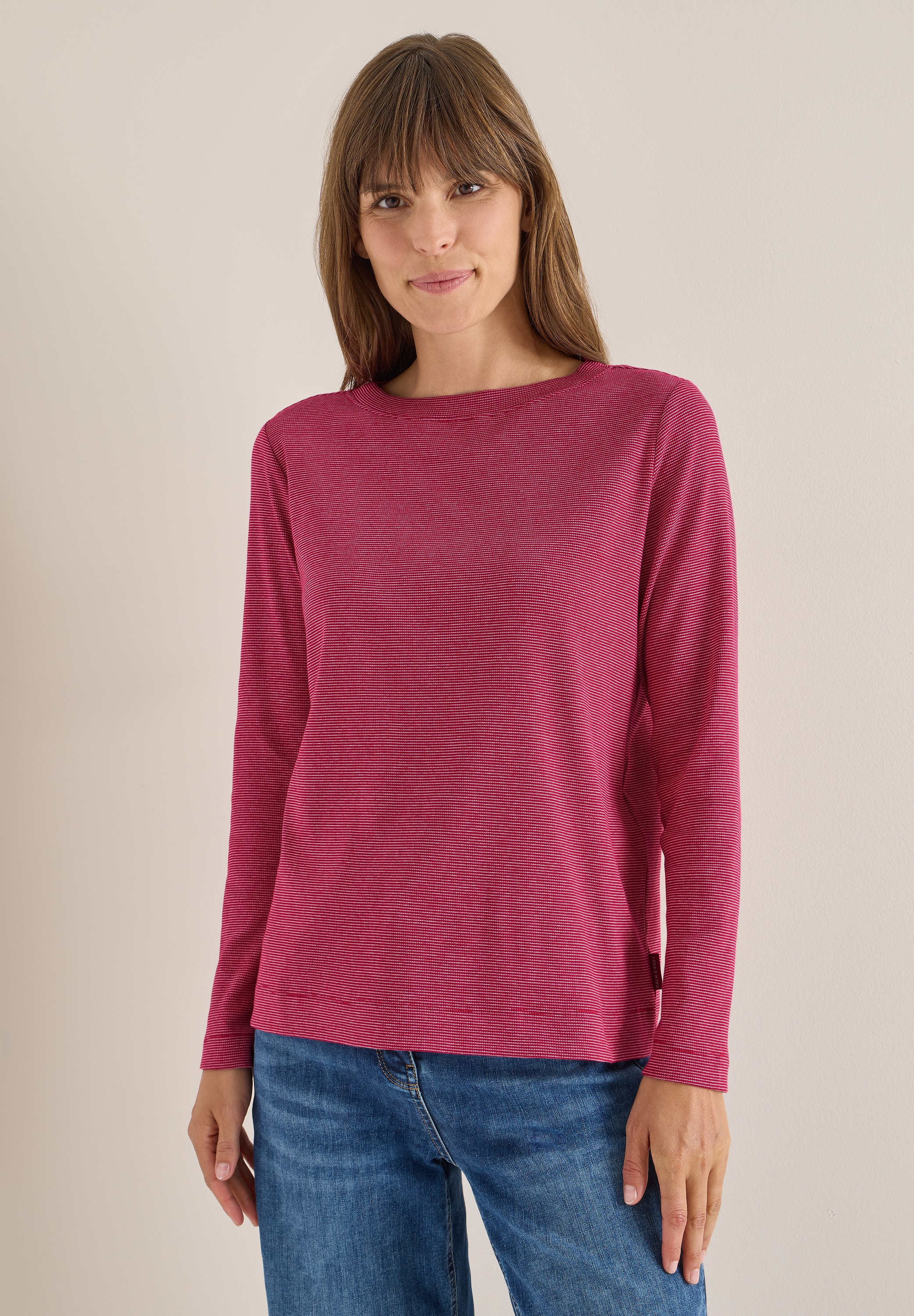 Cecil Langarmshirt aus Baumwolle mit Stretchante günstig online kaufen