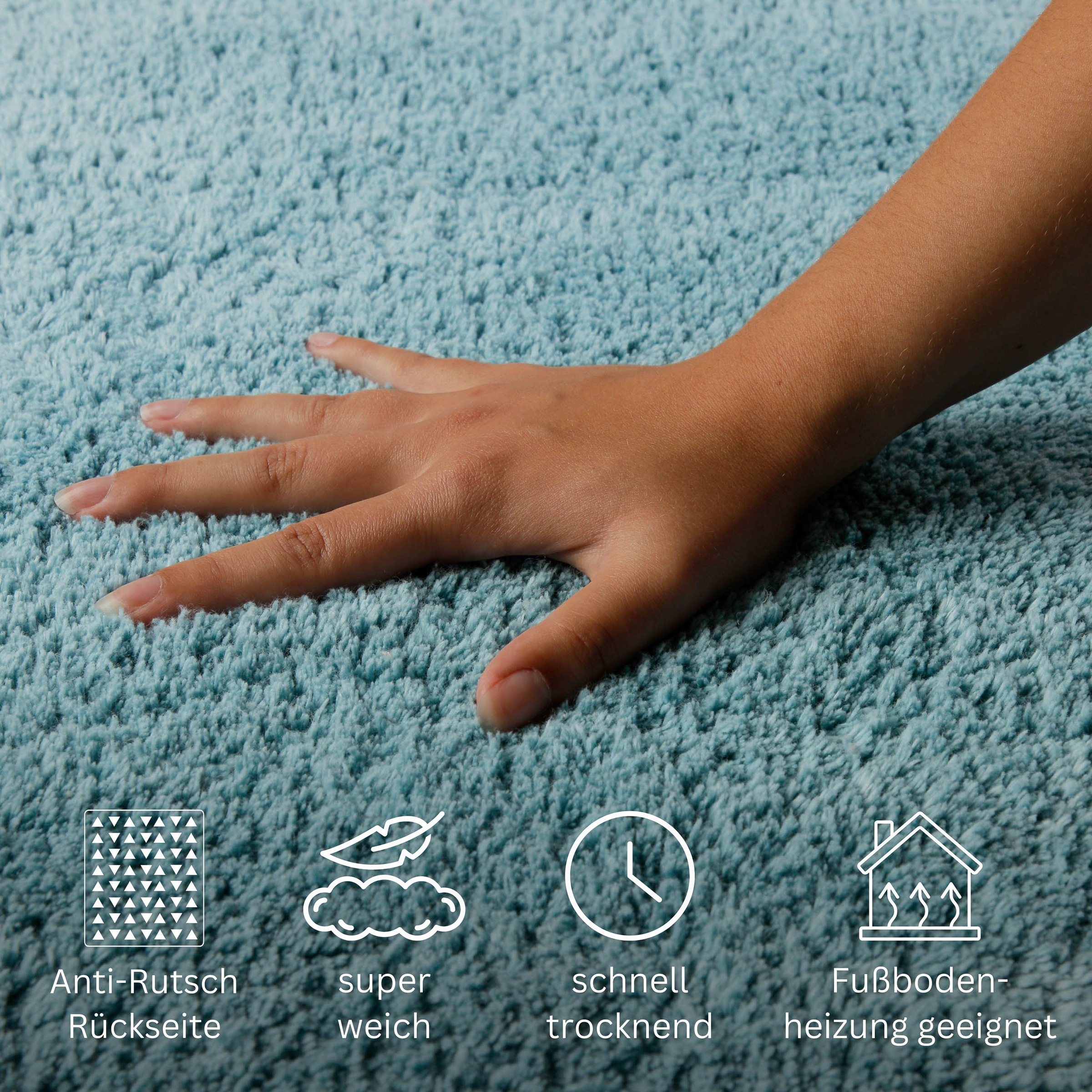 Thumbnail - OTTO home Badematte "Meellor" Höhe 20 mm Badteppich, getuftet, modern, Uni, antirutsch, flauschig, Baumwolle