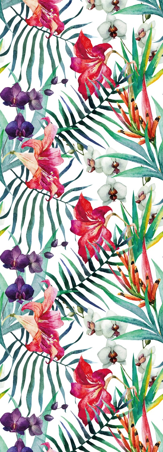 queence Vinyltapete "Medina" Motiv bedruckt botanisch floral gemustert natürlich glatt 90x250cm, selbstklebend, kinderleichte Anbringung, Sticker