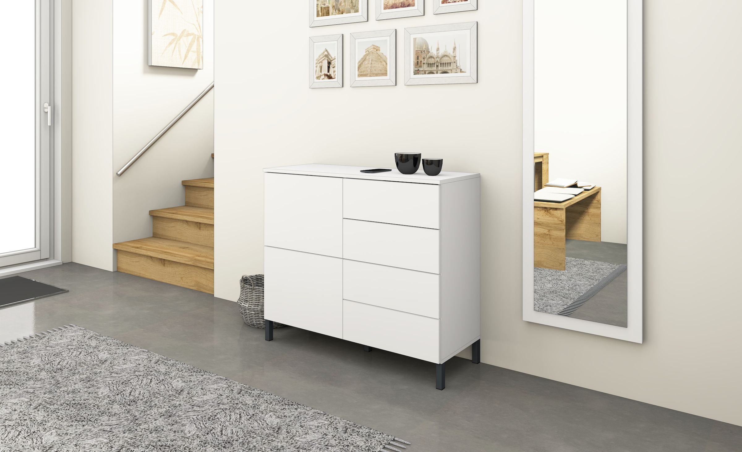 borchardt Möbel Kommode, Drucköffner (Push-To-Open), höhenverstellbare Einlegeböden