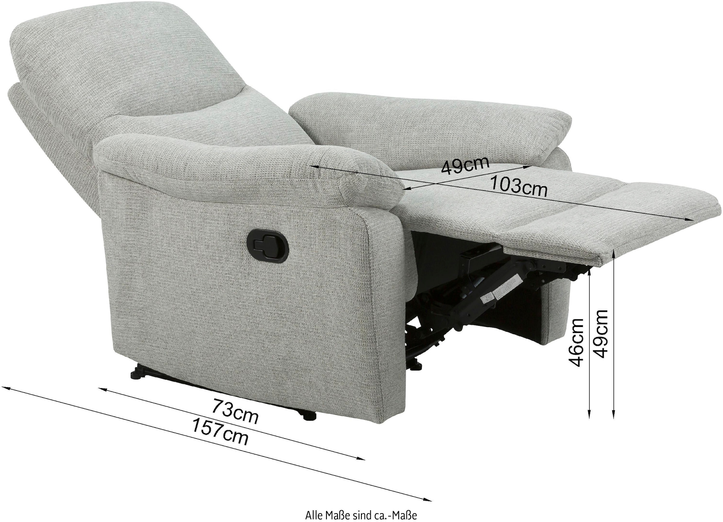 Home affaire Relaxsessel »ODILON, TV-Sessel mit Relax- und Liegefunktion, Struktur-Bezug«, manuelle und elektrische Funktion (mit USB A/C), Federkern-Polsterung