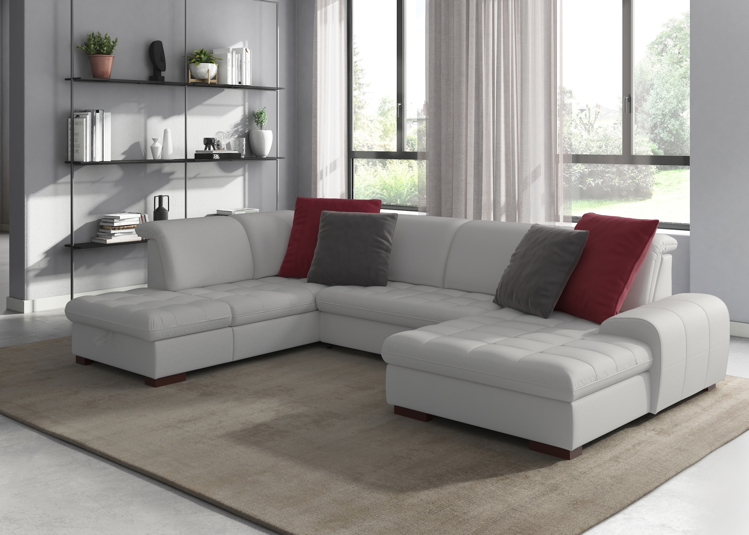 sit&more Wohnlandschaft "Luxor U-Form" wahlweise mit Schlaffunktion, Bettkasten und Kopfteilverstellung
