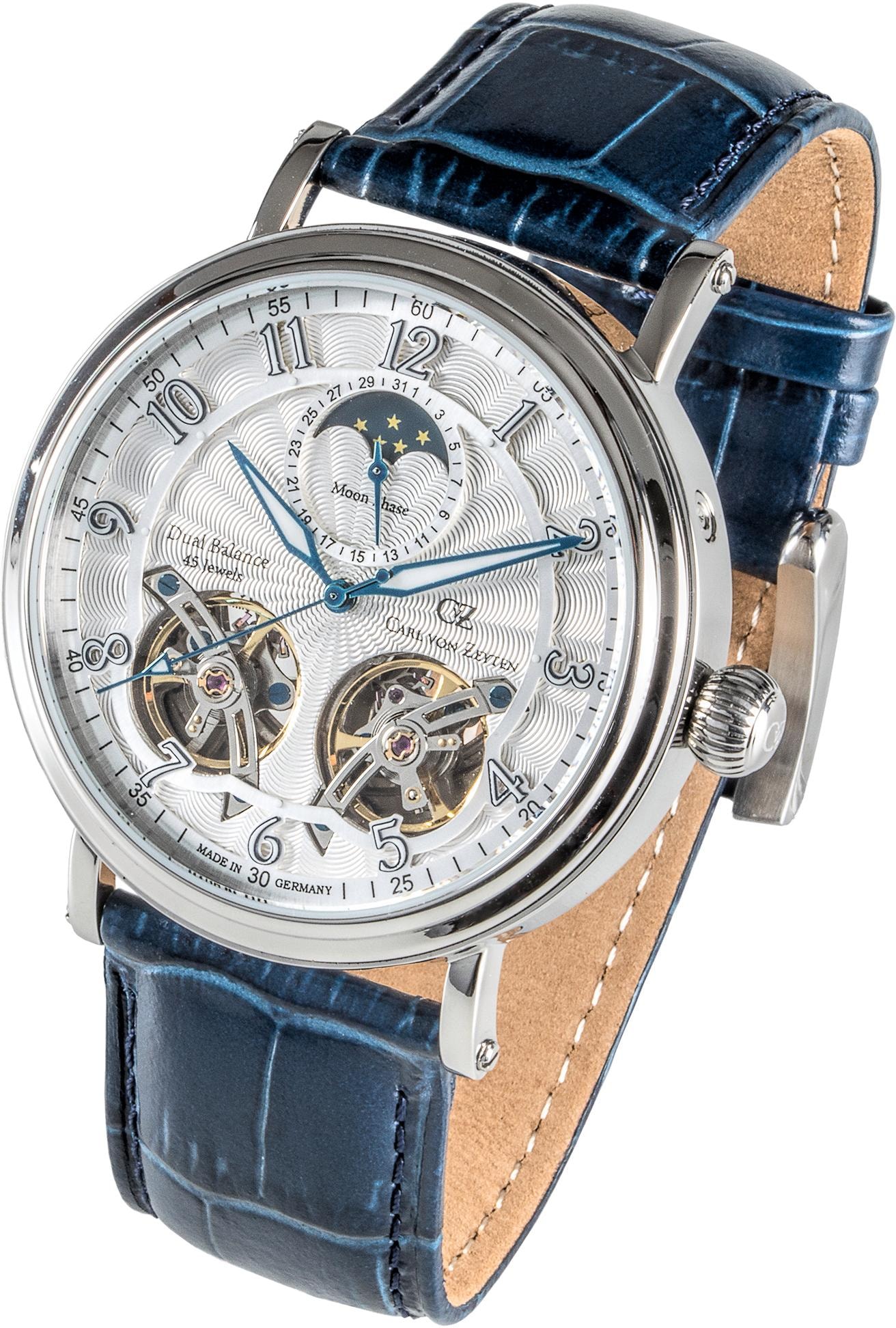 Carl von Zeyten Automatikuhr »Murg, CVZ0054SLS«, Armbanduhr, Herrenuhr, Saphirglas, Made in Germany, Mechanische Uhr