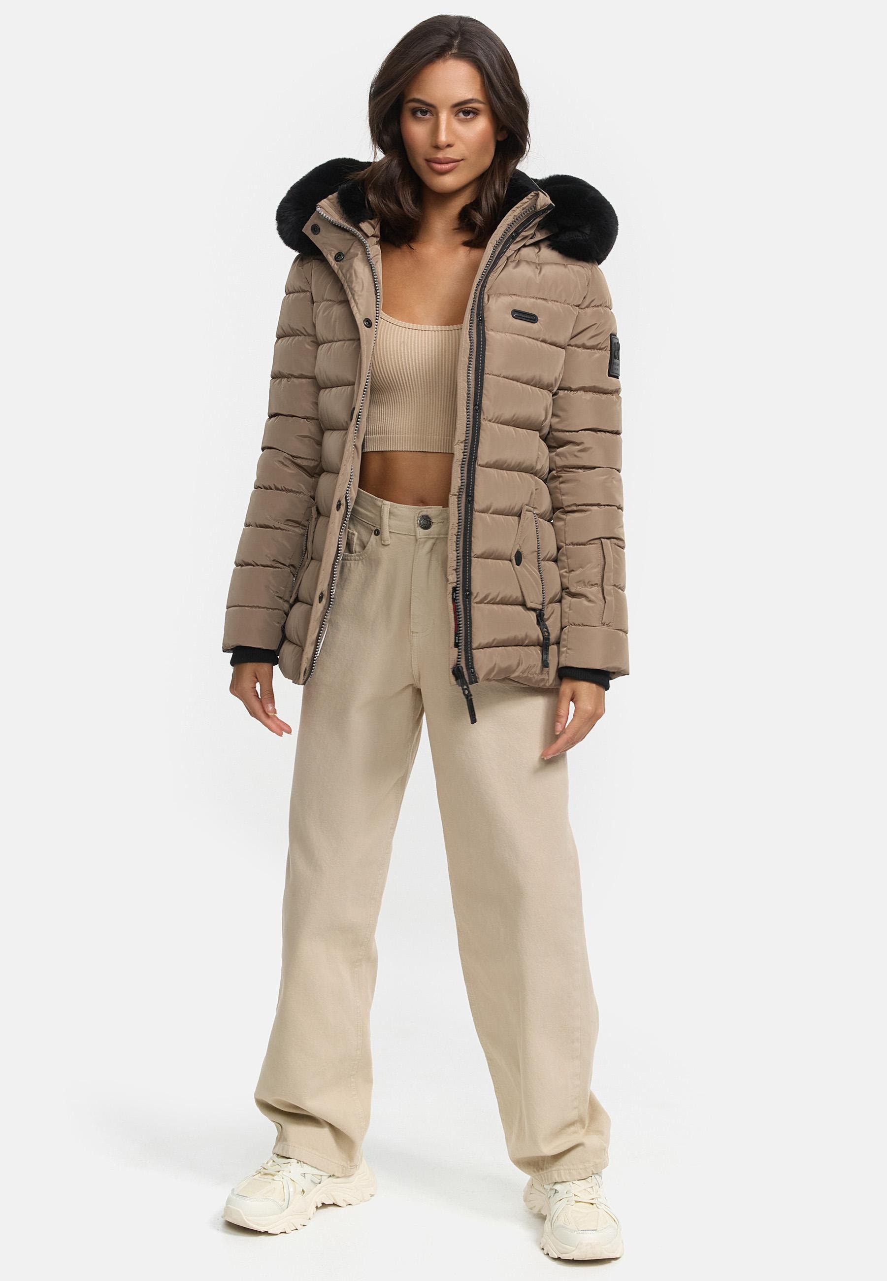 Navahoo Steppjacke »Milianaa«, mit Kapuze, Edle Winterjacke mit weicher Kunstfell-Kapuze