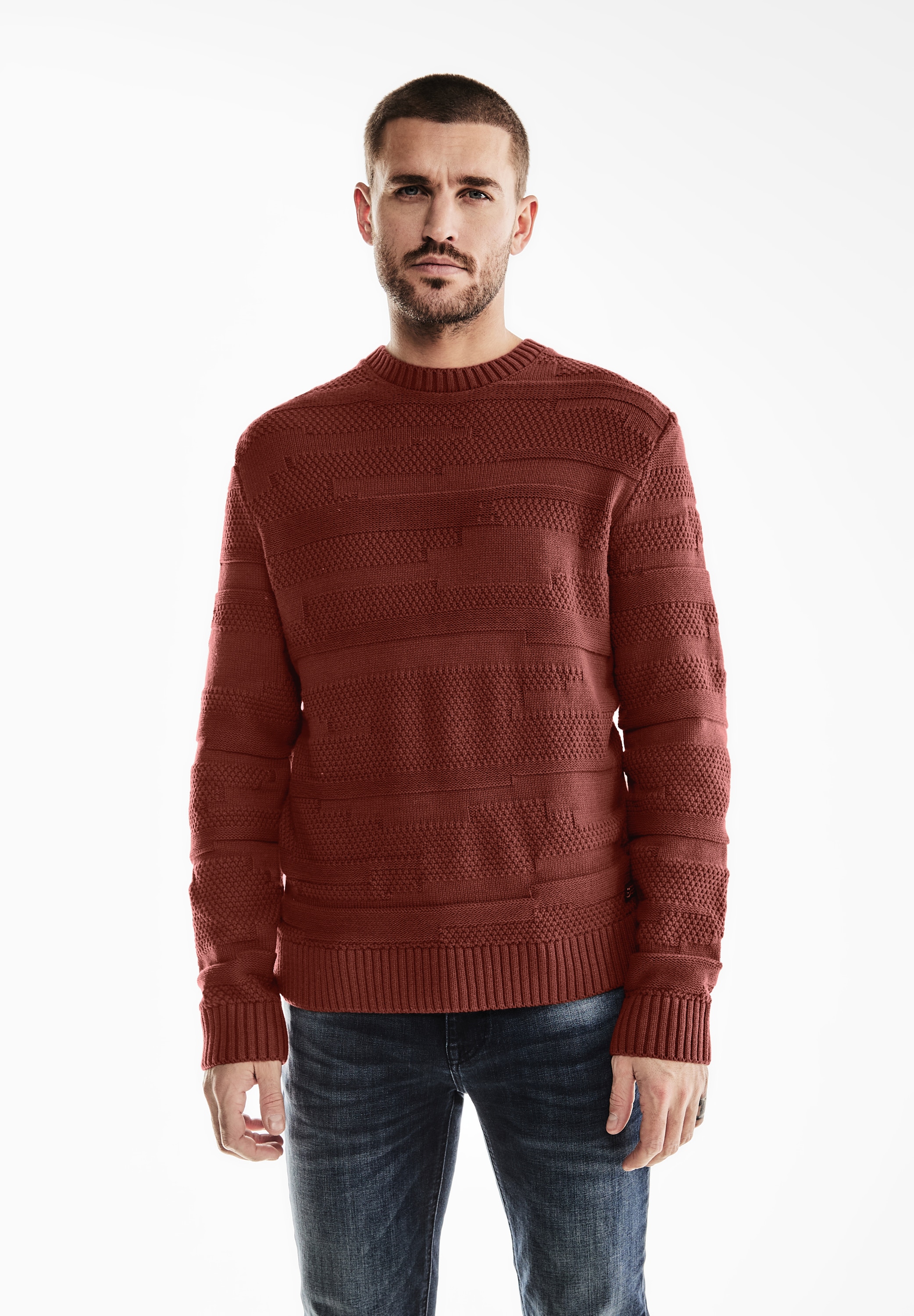 STREET ONE MEN Strickpullover, mit Struktur