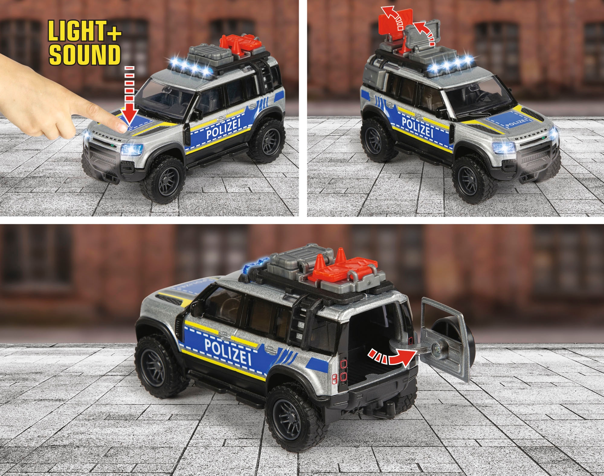 majORETTE Spielzeug-Polizei »Land Rover Police«, mit Licht und Sound