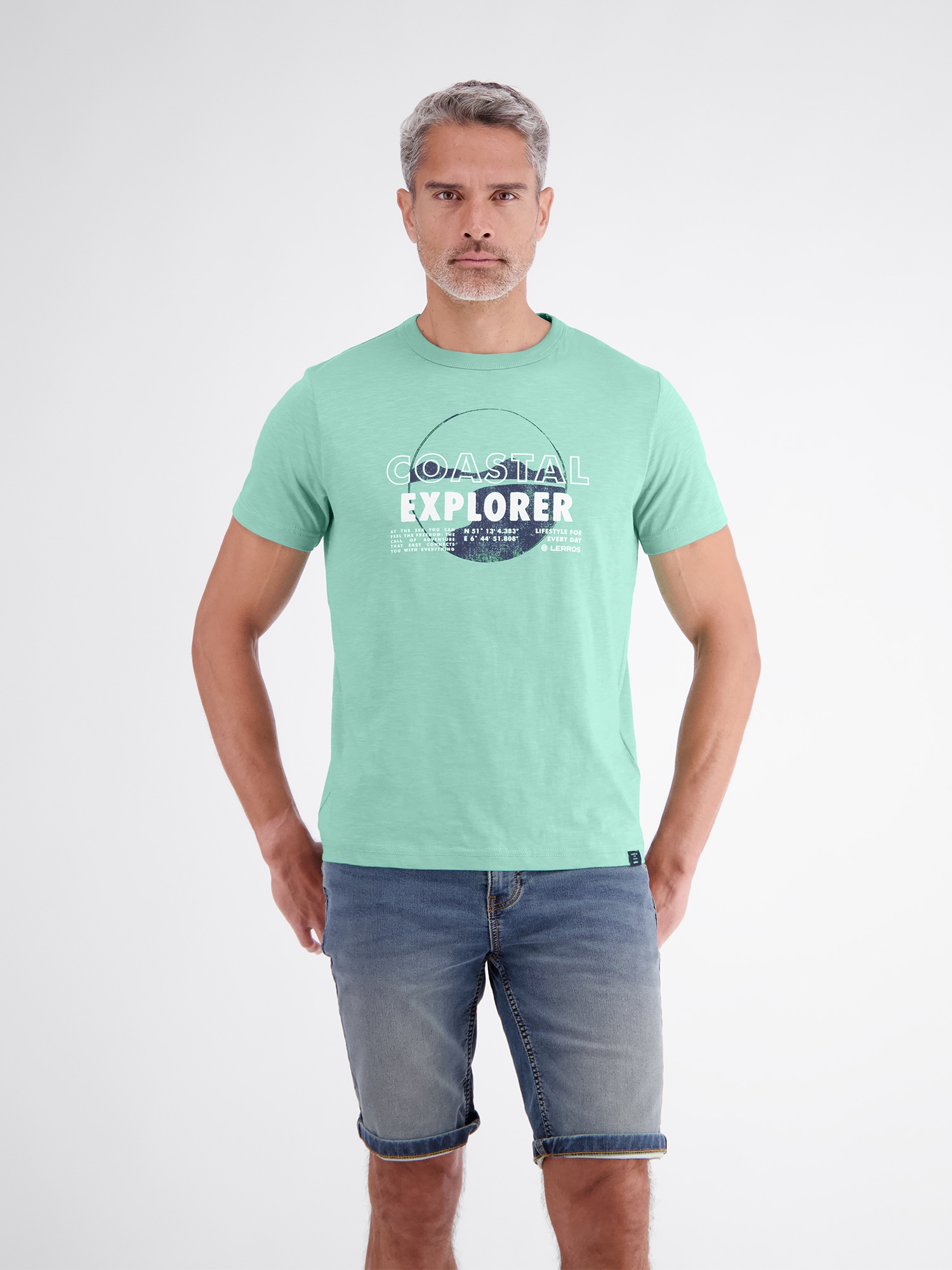 LERROS "T-Shirt mit Brustprint und Rundhalsausschnitt"