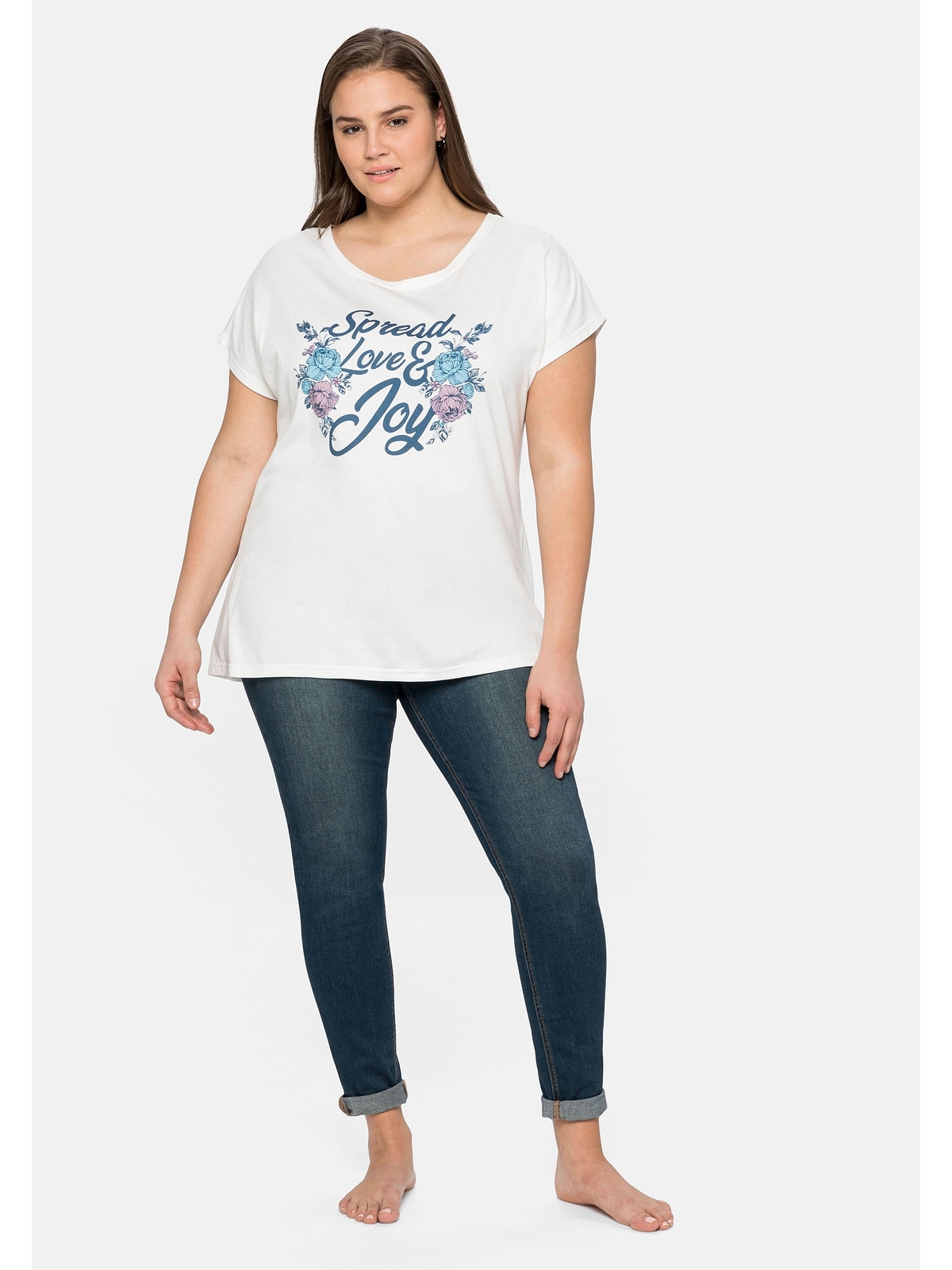sheego by Joe »Große Browns BAUR Statement- T-Shirt für | Größen«, und mit Print Blumendruck bestellen