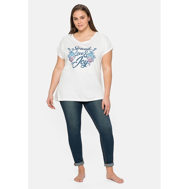 sheego by Joe Browns T-Shirt »Große Größen«, mit Blumendruck und Statement- Print für bestellen | BAUR