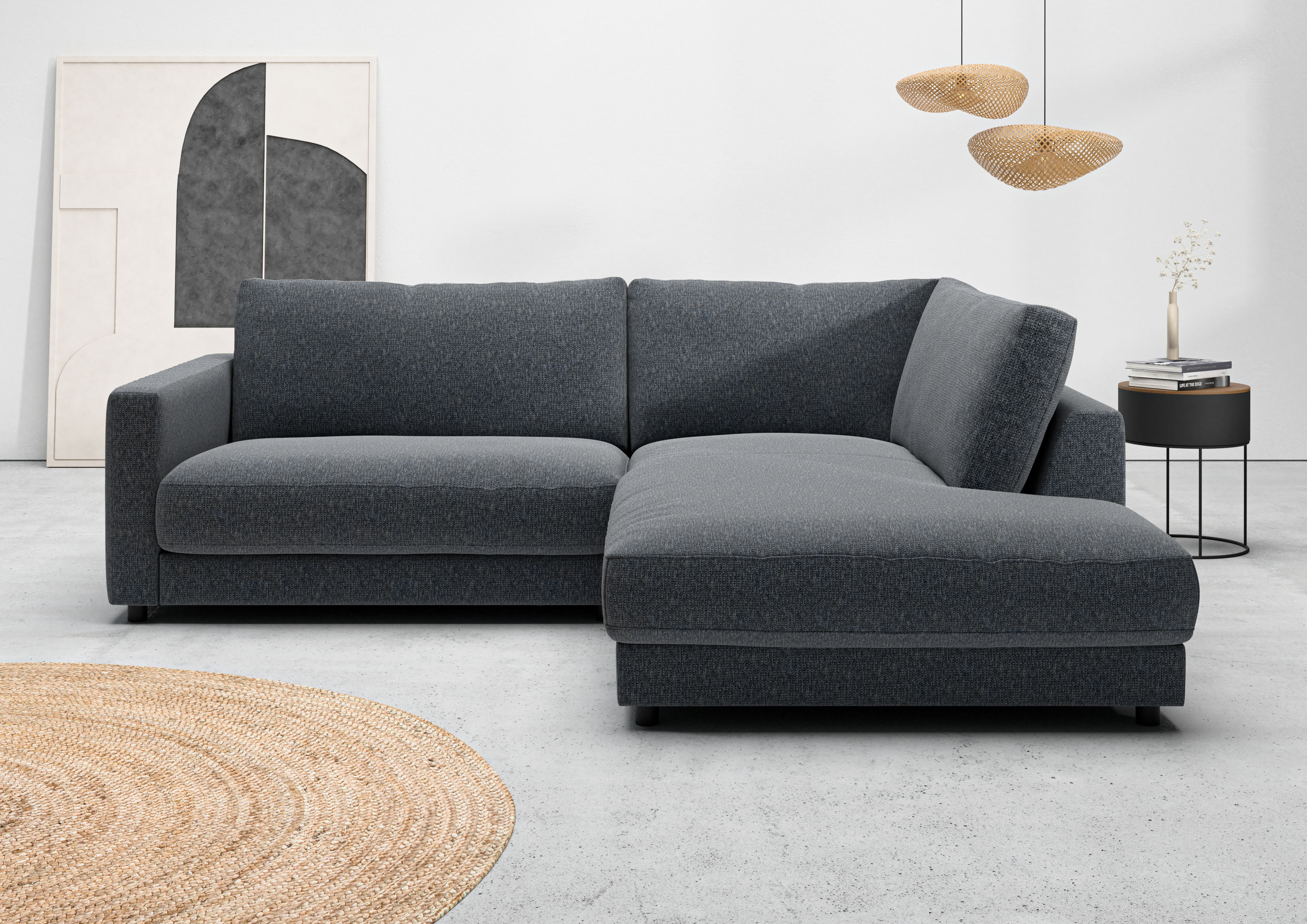 Home affaire Ecksofa "Ecksofa Jiro, L-Form, große Sitztiefe, Breite 252 cm" lose Sitz- & Rückenkissen, weicher Polsteraufbau, komfortabel & modern